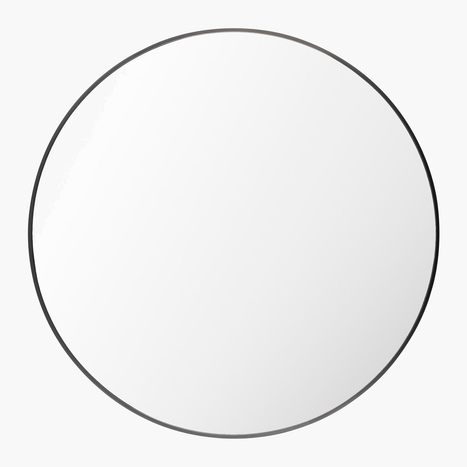 Round mirror with a black round frame on a white background