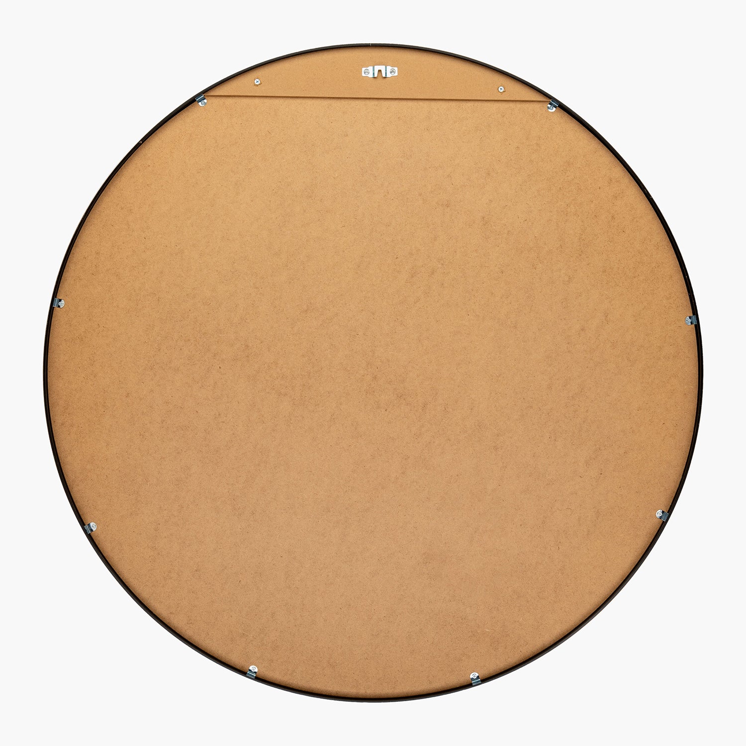 Round brown mat with metal clips on a white background