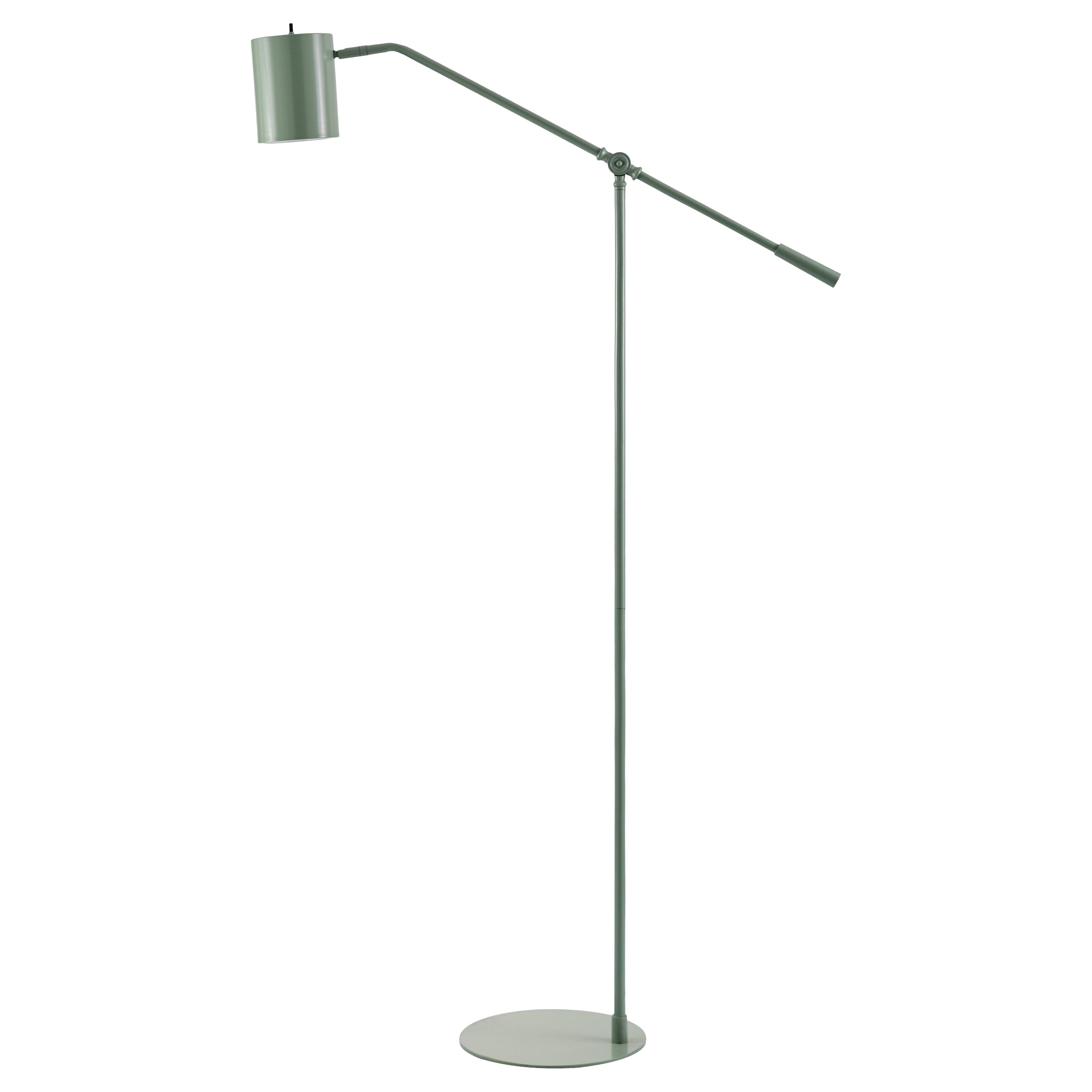 Light Green metal floor lamp with cylindrical iron shade