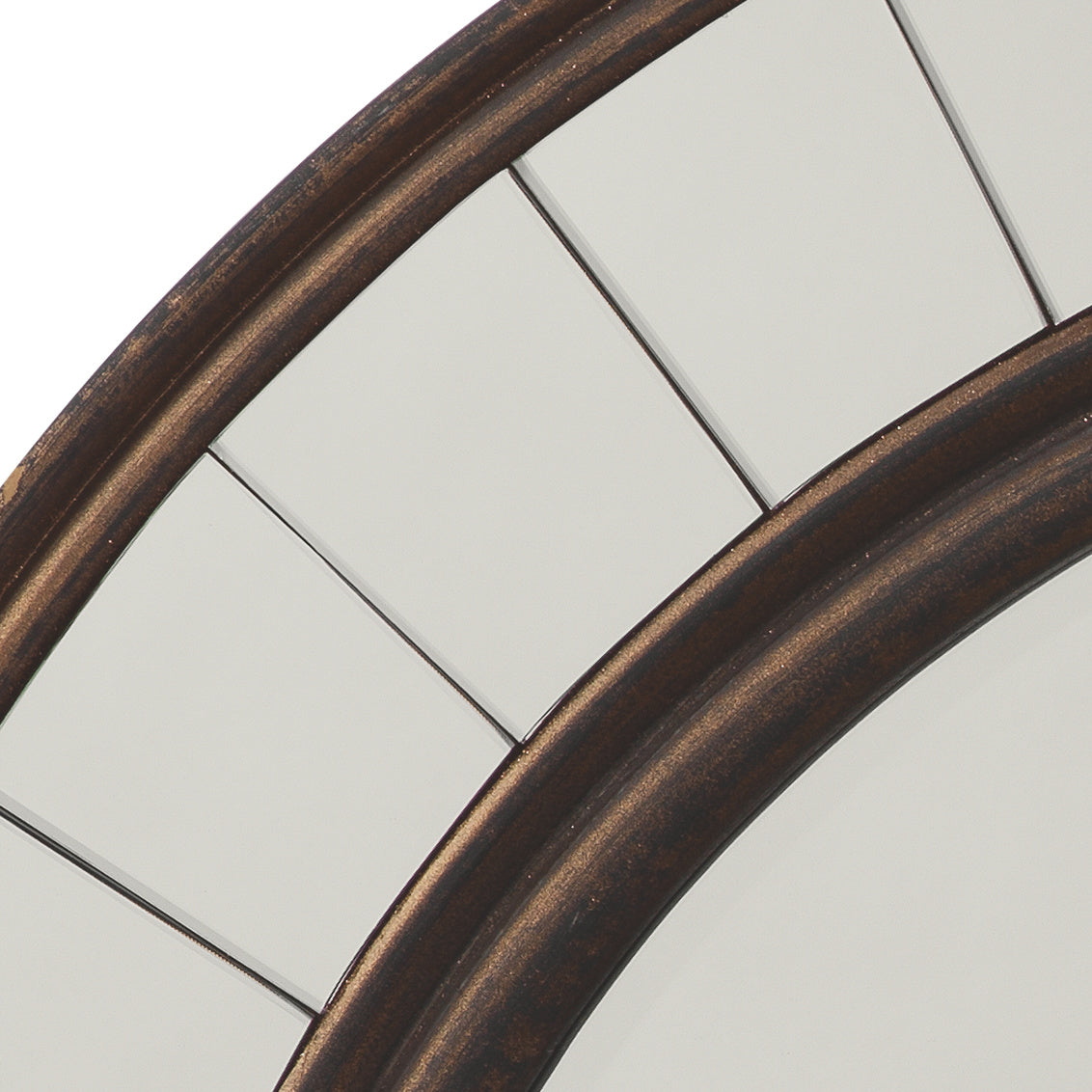 Close-up of a brown wall mirror frame on a white background 