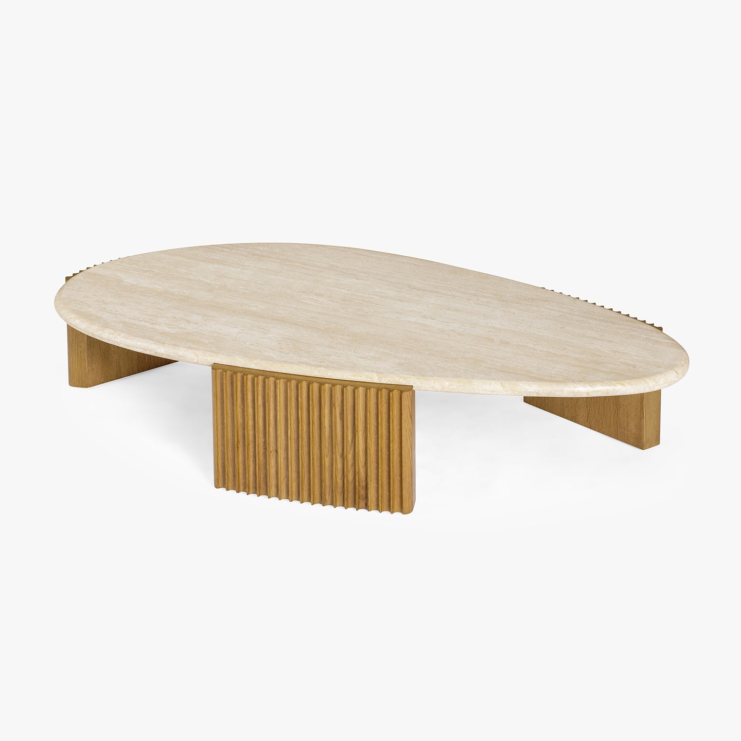 Wooden coffee table with a light finish on a white background