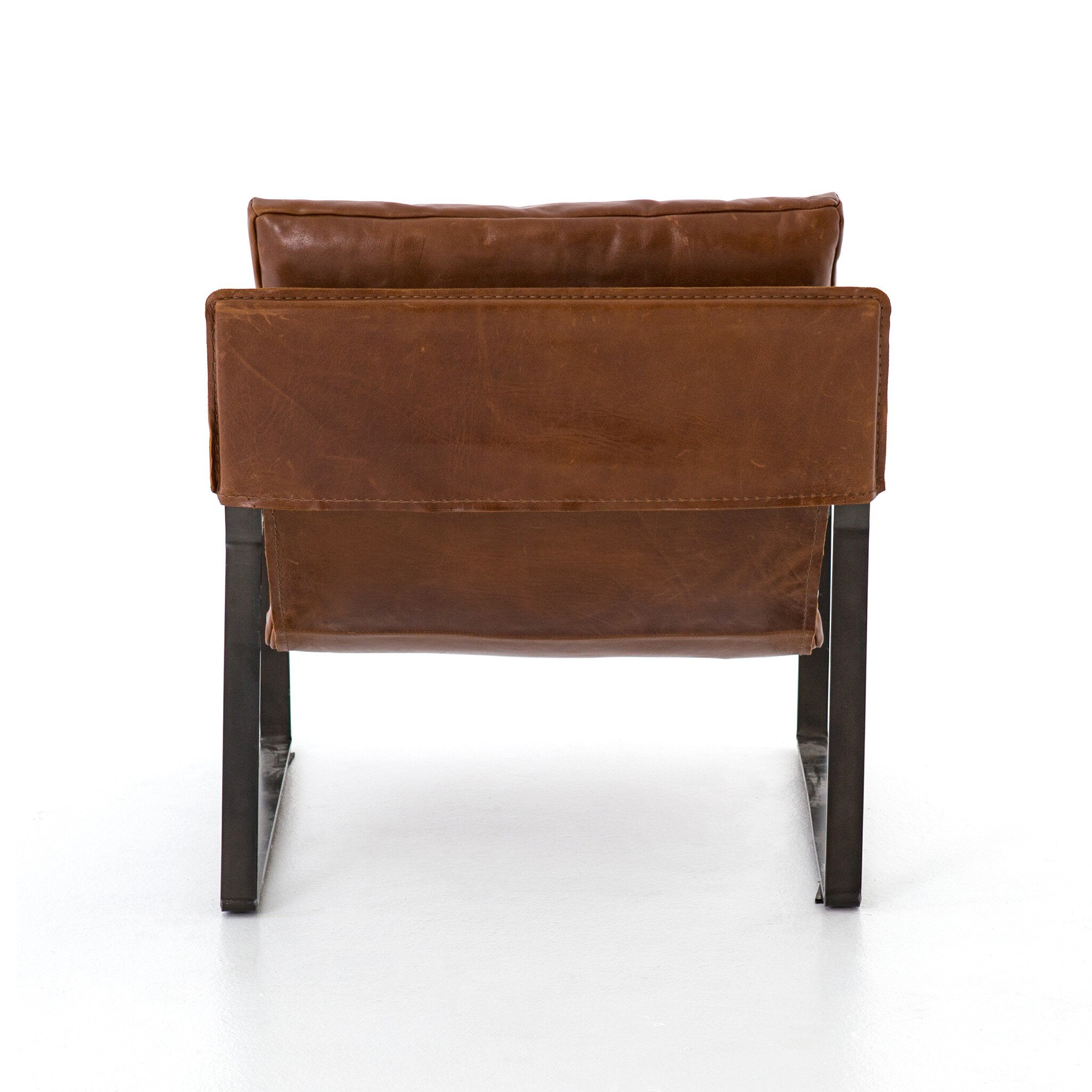 Brown leather chair on a white background