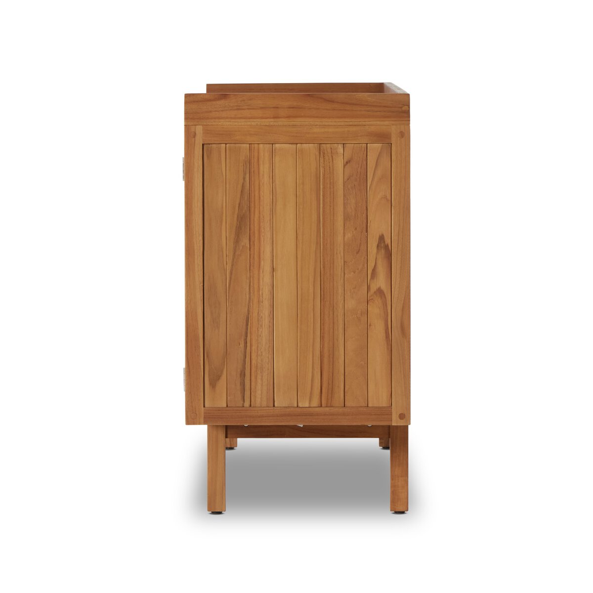 Wooden cabinet with a single door on a white background