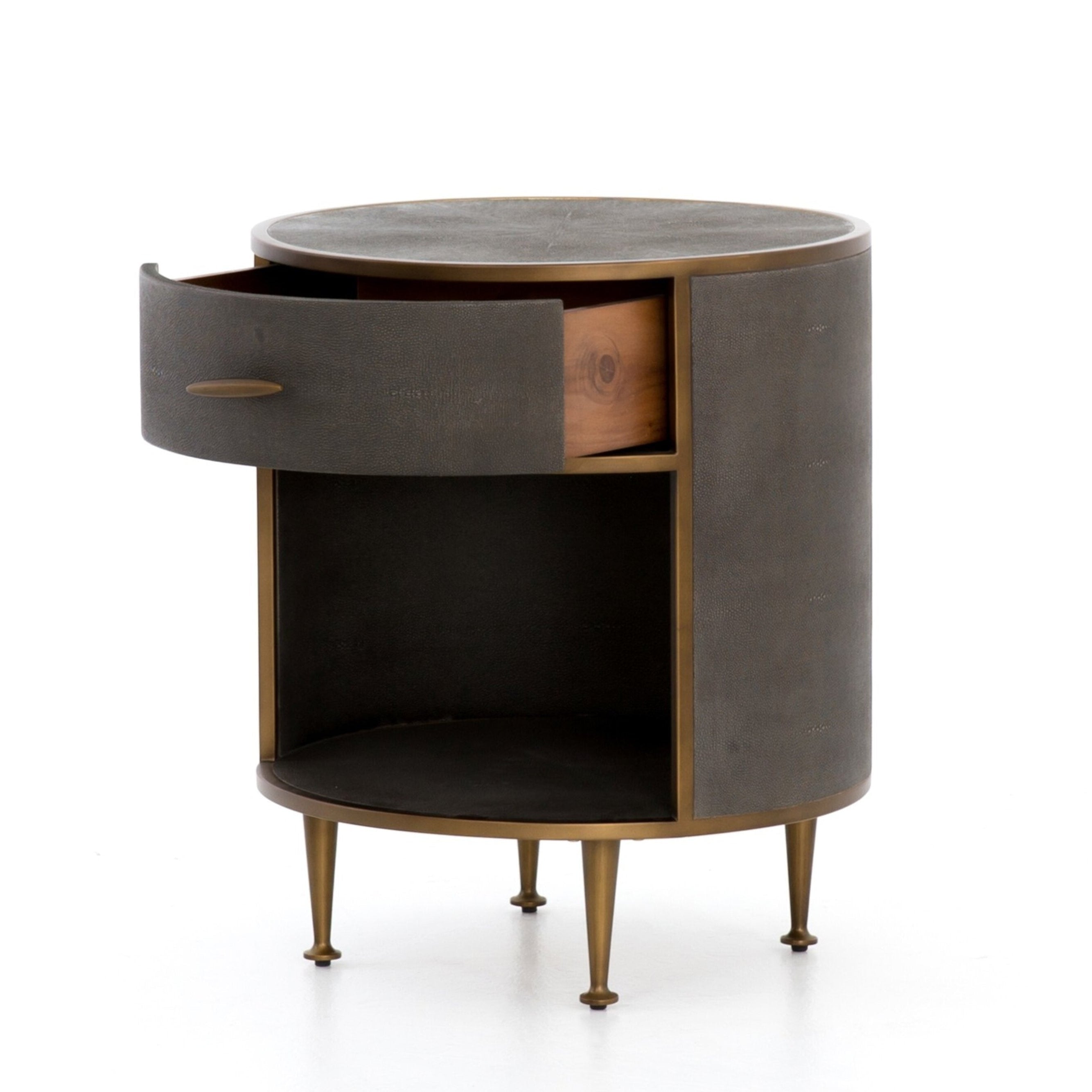 Shagreen Round Nightstand