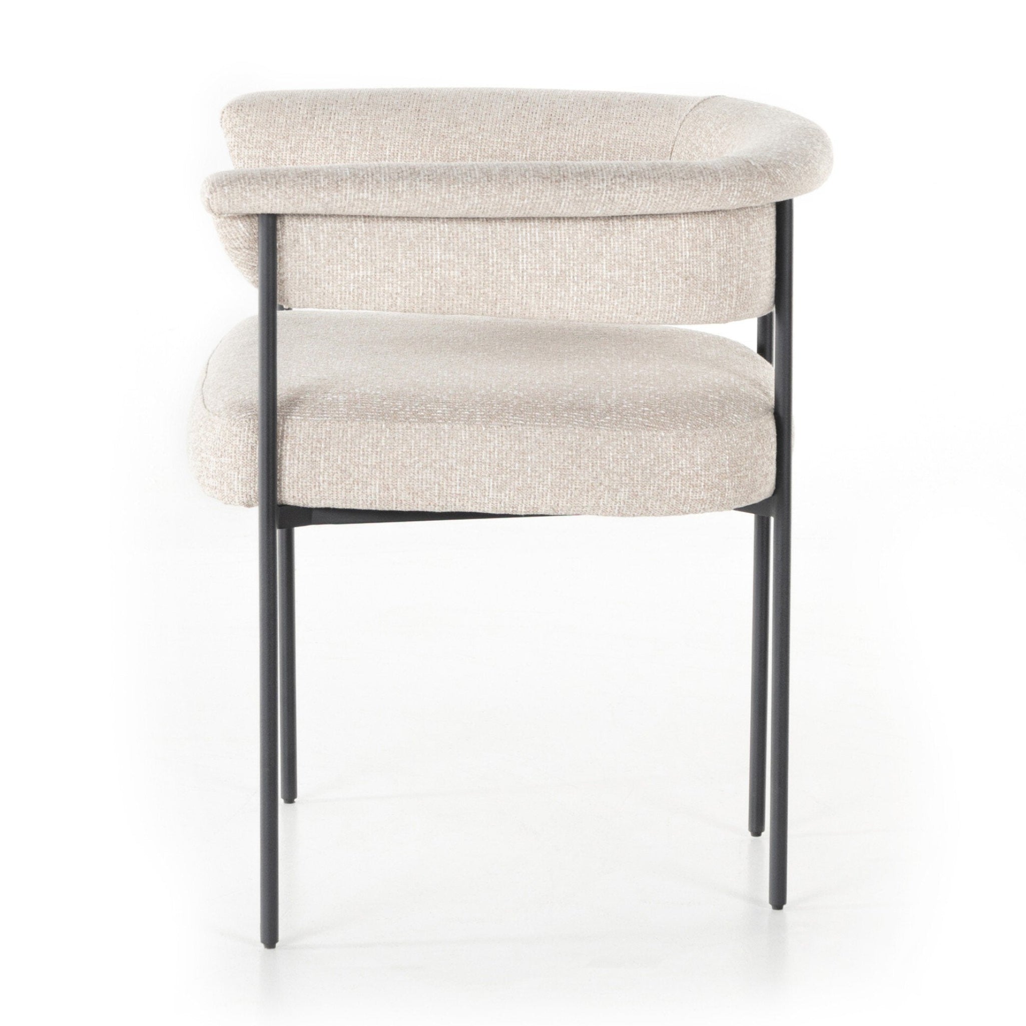 Beige chair with black legs on a white background