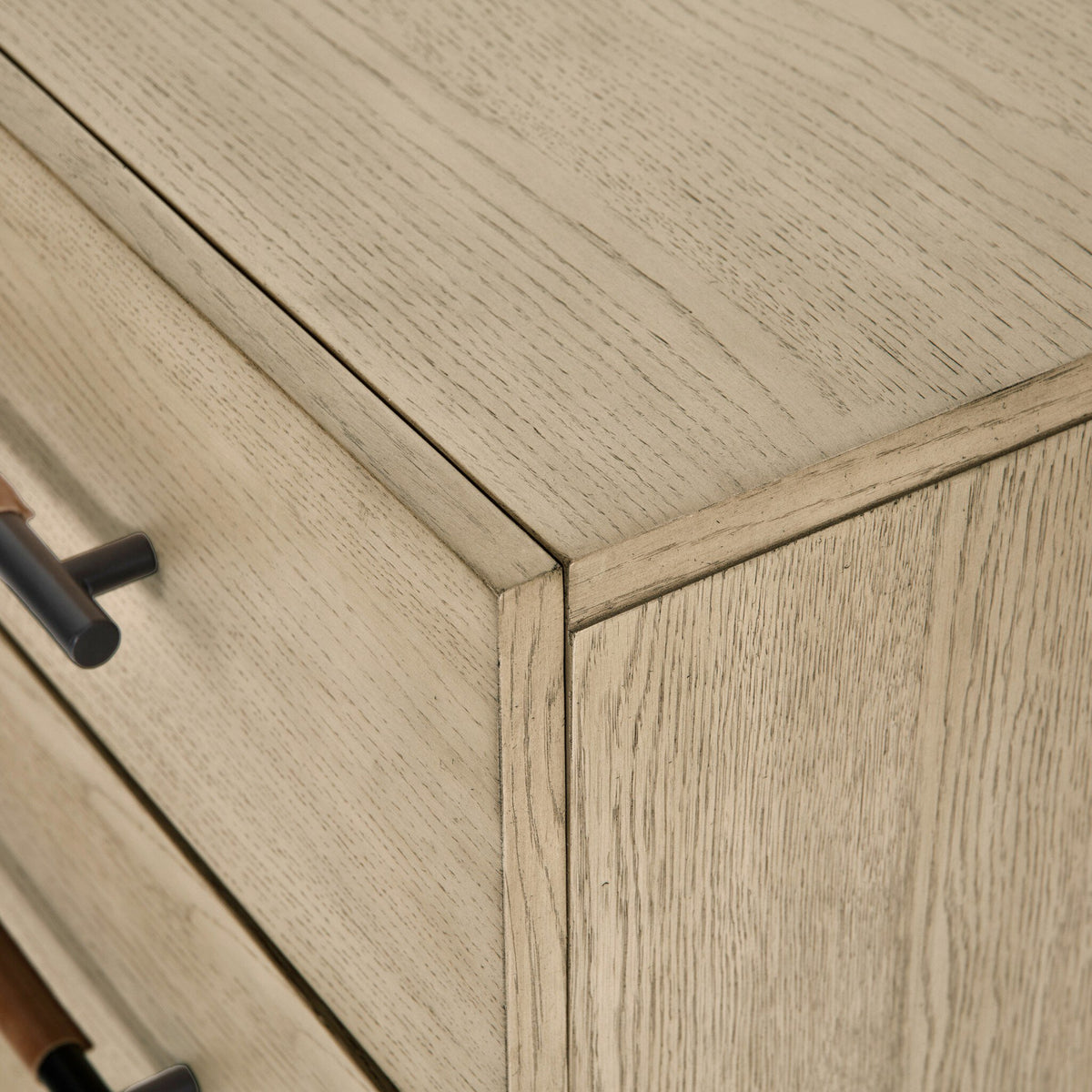 Close-up of a wooden cabinet with a focus on the joinery.
