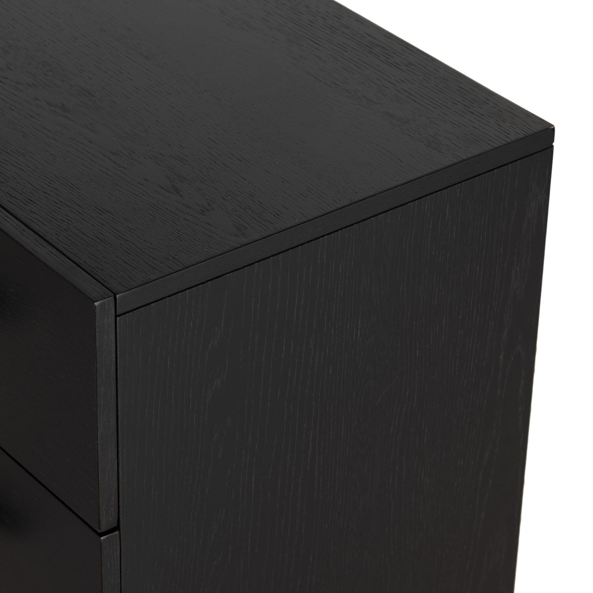 Black wooden cabinet corner on a white background