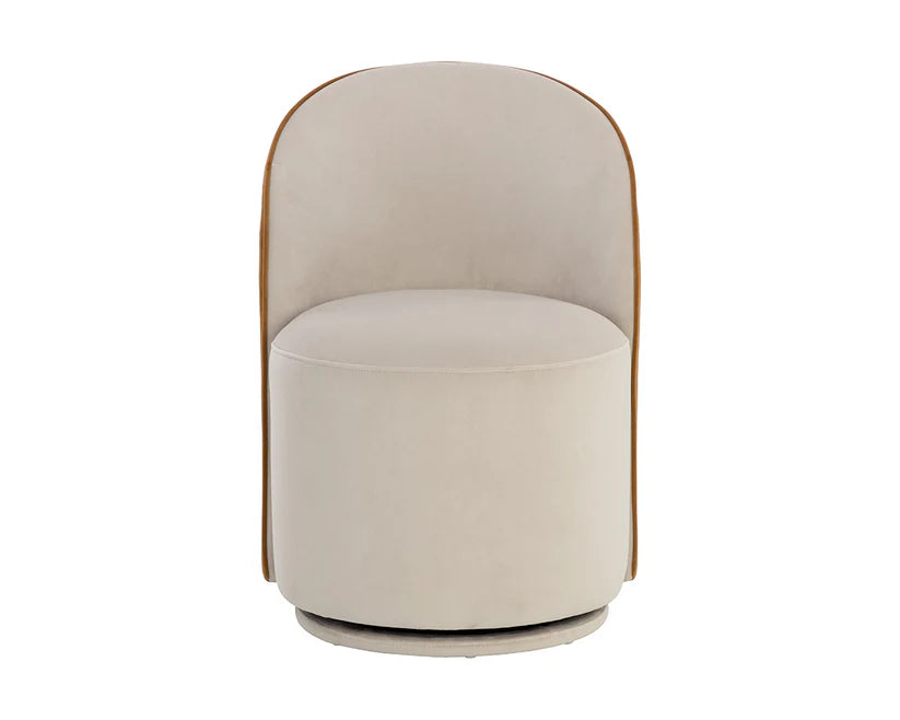 Beige chair with wooden frame on a white background