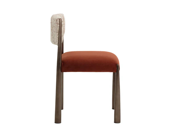 Chair with brown cushioned seat and backrest on a white background