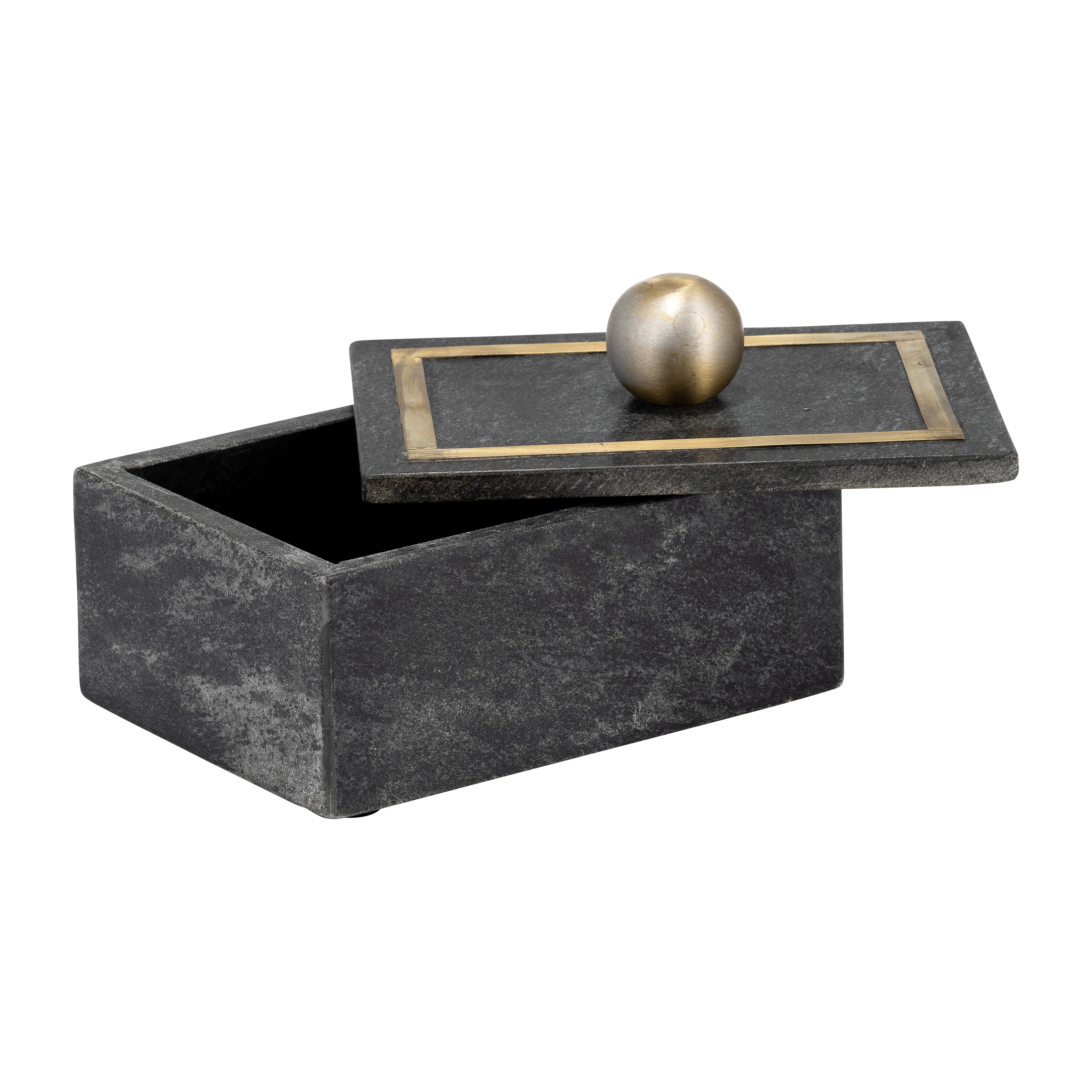 Marble Rectangular Box with Black Knob
