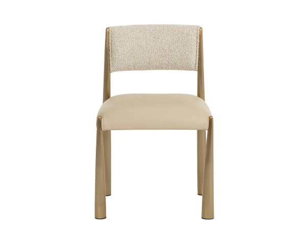 Beige chair with wooden frame on a white background