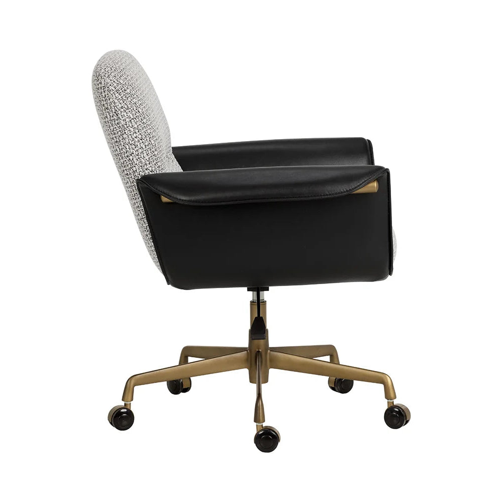 Black office chair with a textured backrest on a white background