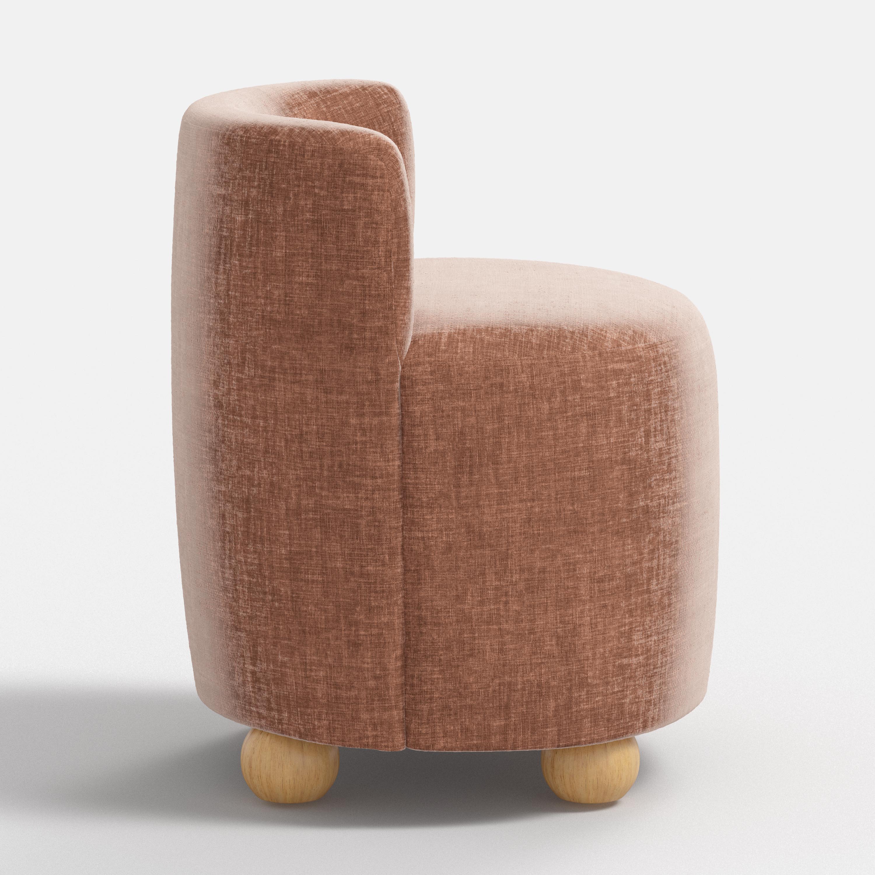  Round brown-colored seat with wooden legs on a white background