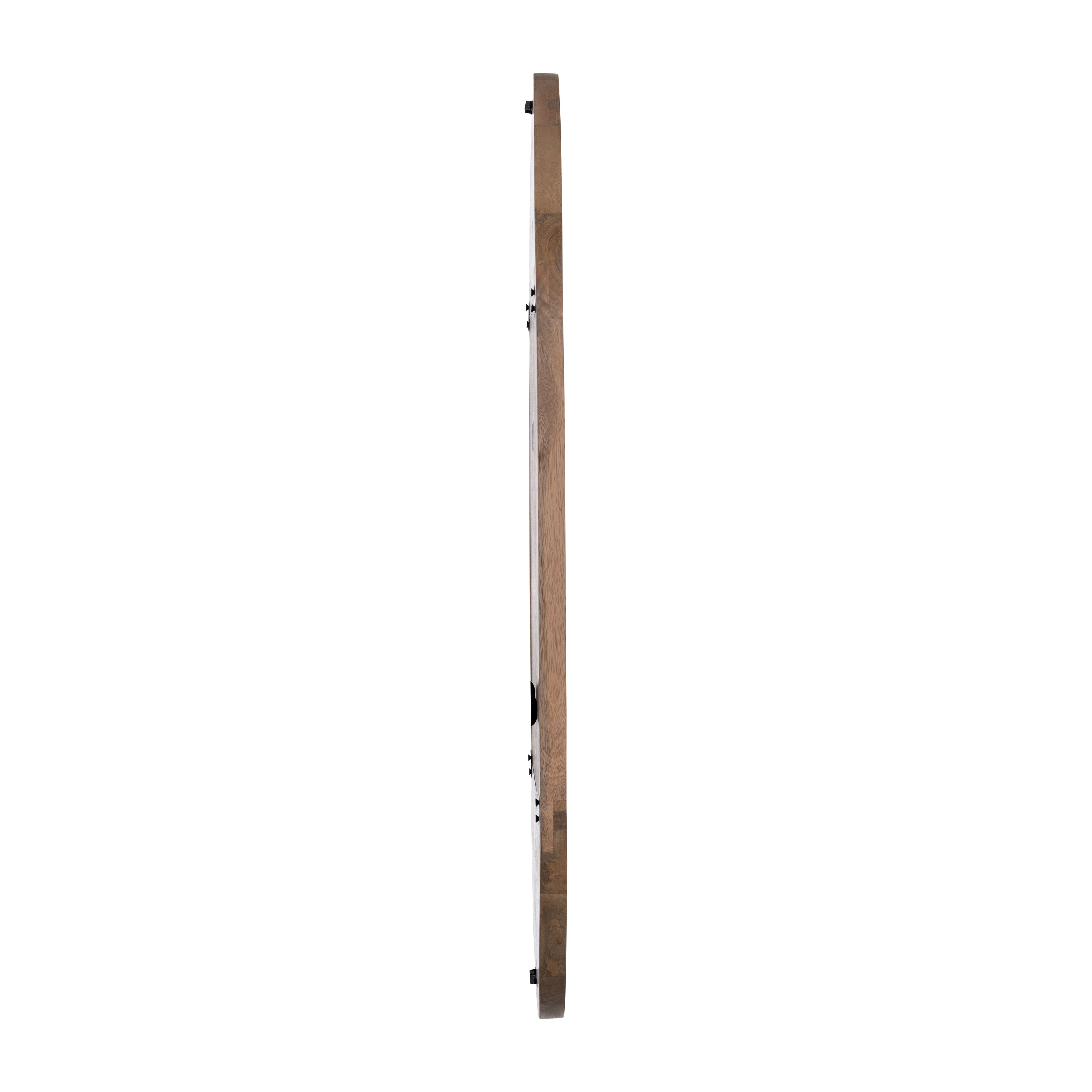 Wooden post with vertical slats on a white background