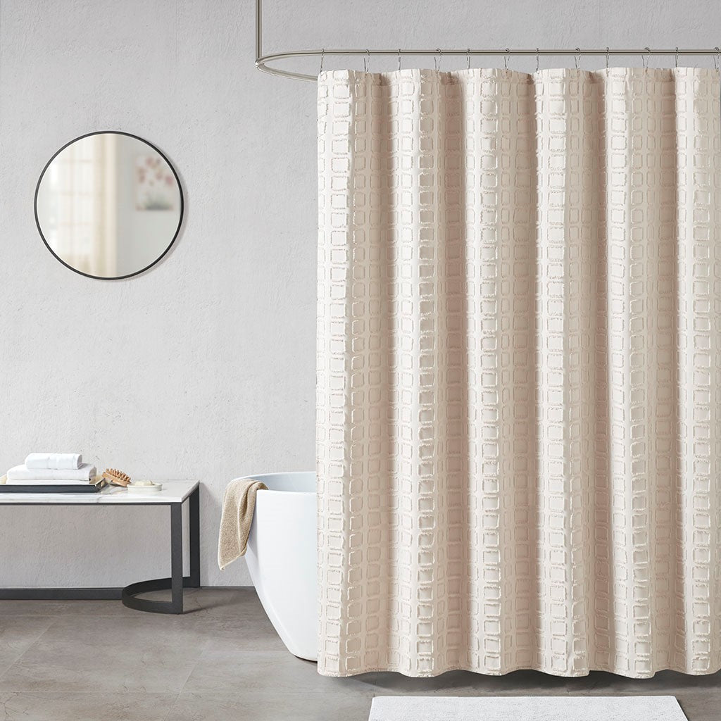 Geometric Tufted Shower Curtain