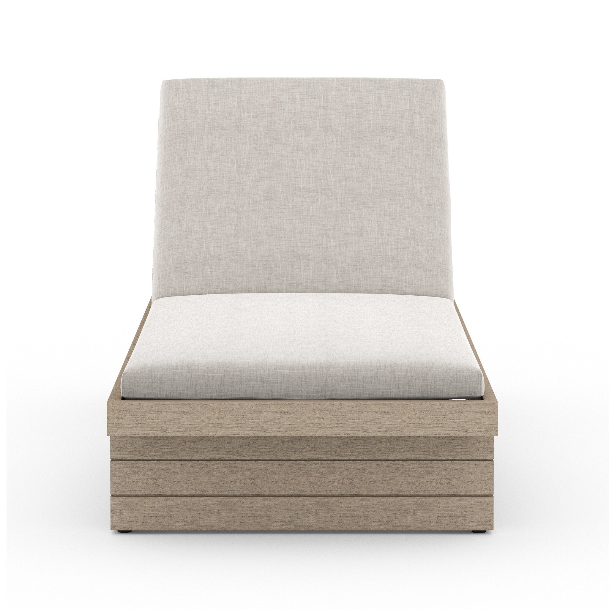 Modern sunbed with gray cushion on a white background