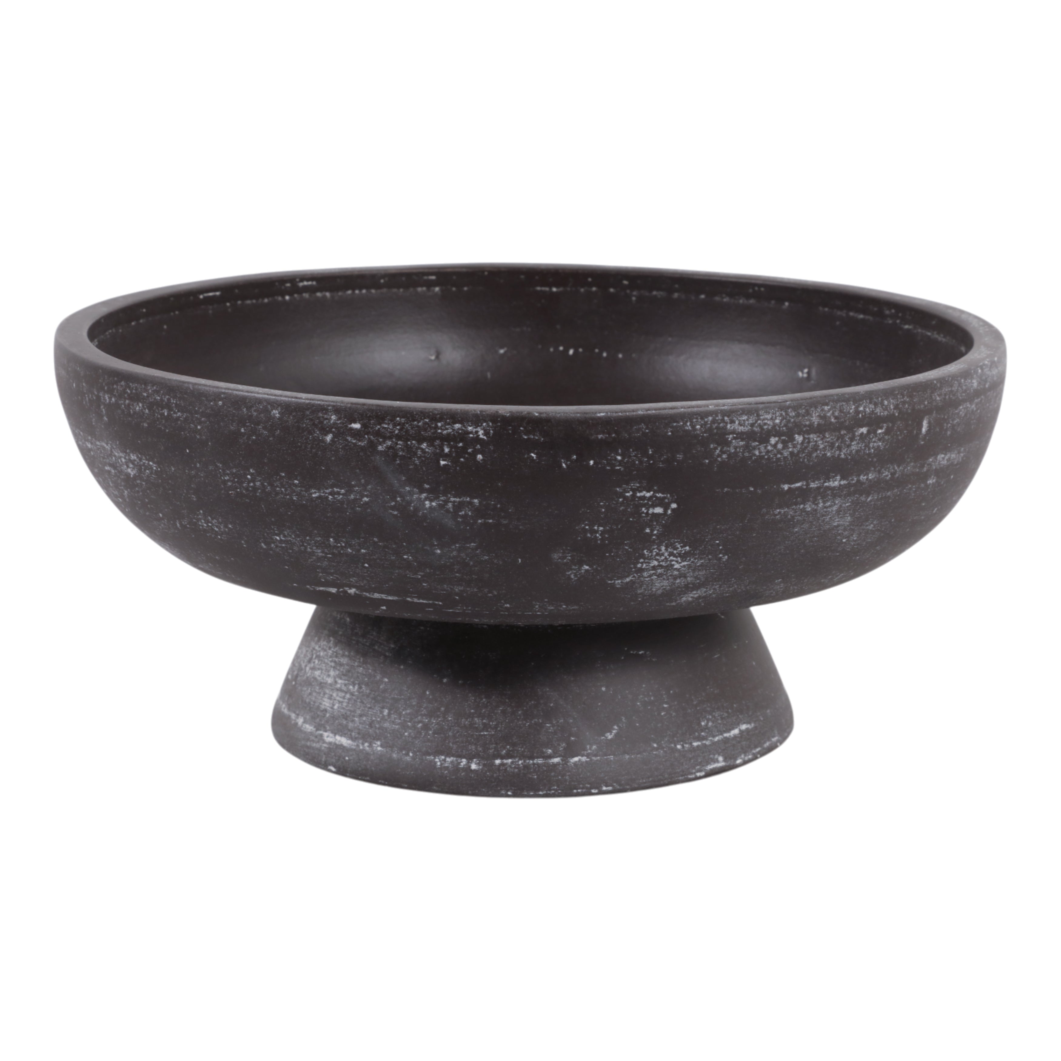 Black ceramic bowl on a white background
