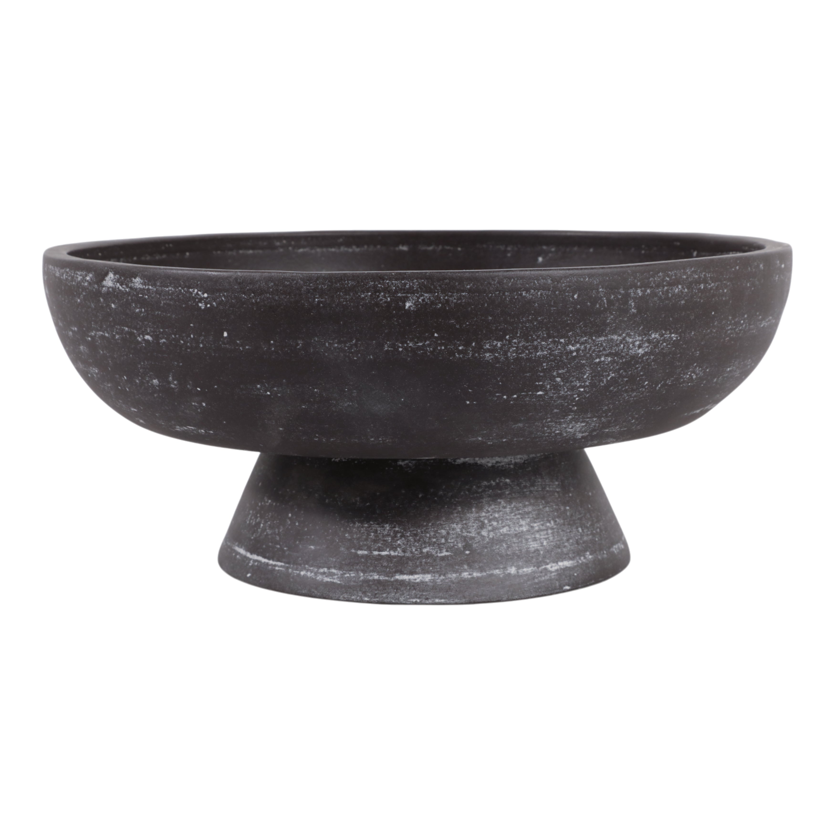 Black stone bowl on a white background