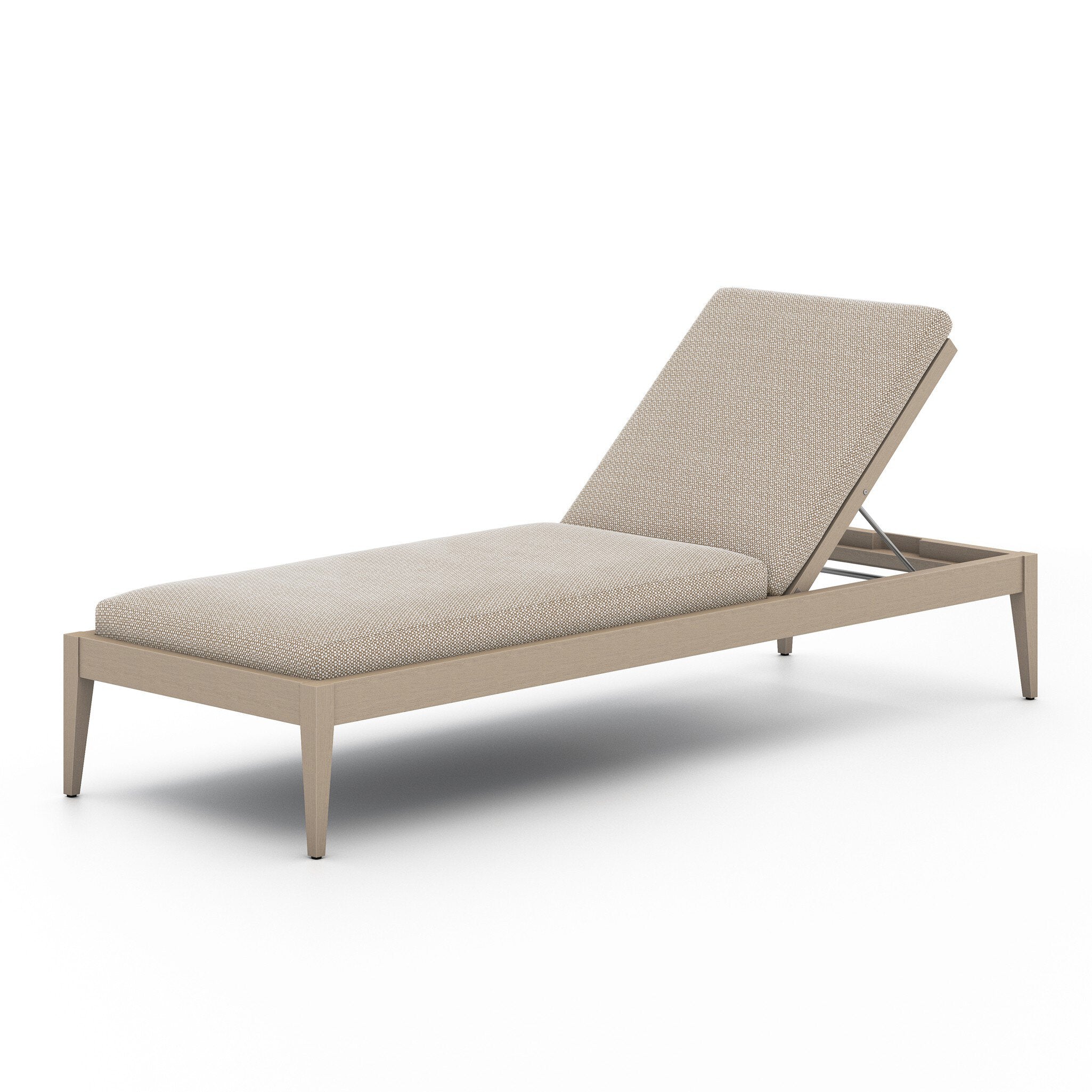 Beige outdoor adjustable lounge chair on a white background