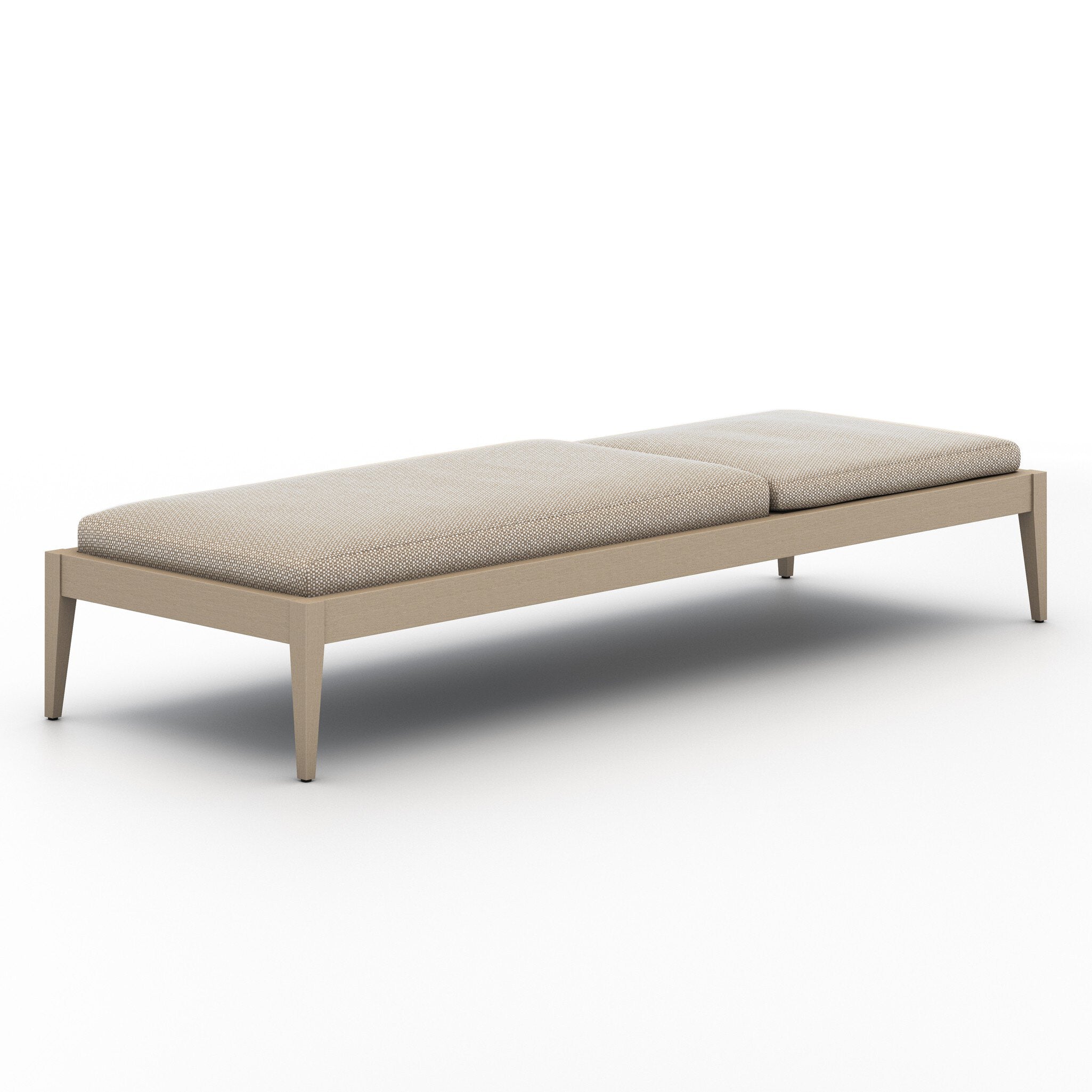 Modern beige adjustable sunbed on a white background