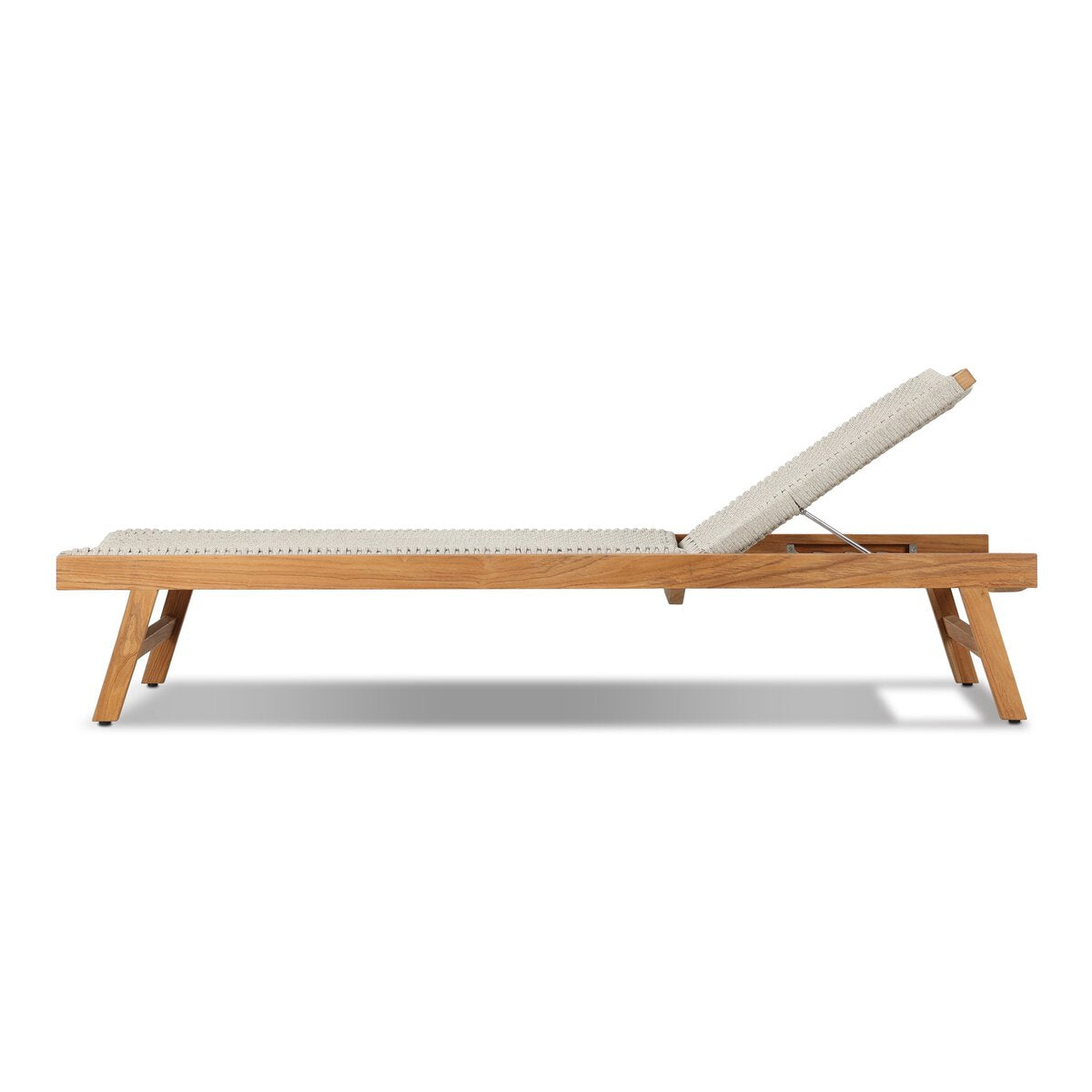 Wooden lounge chair with white cushion on a white background