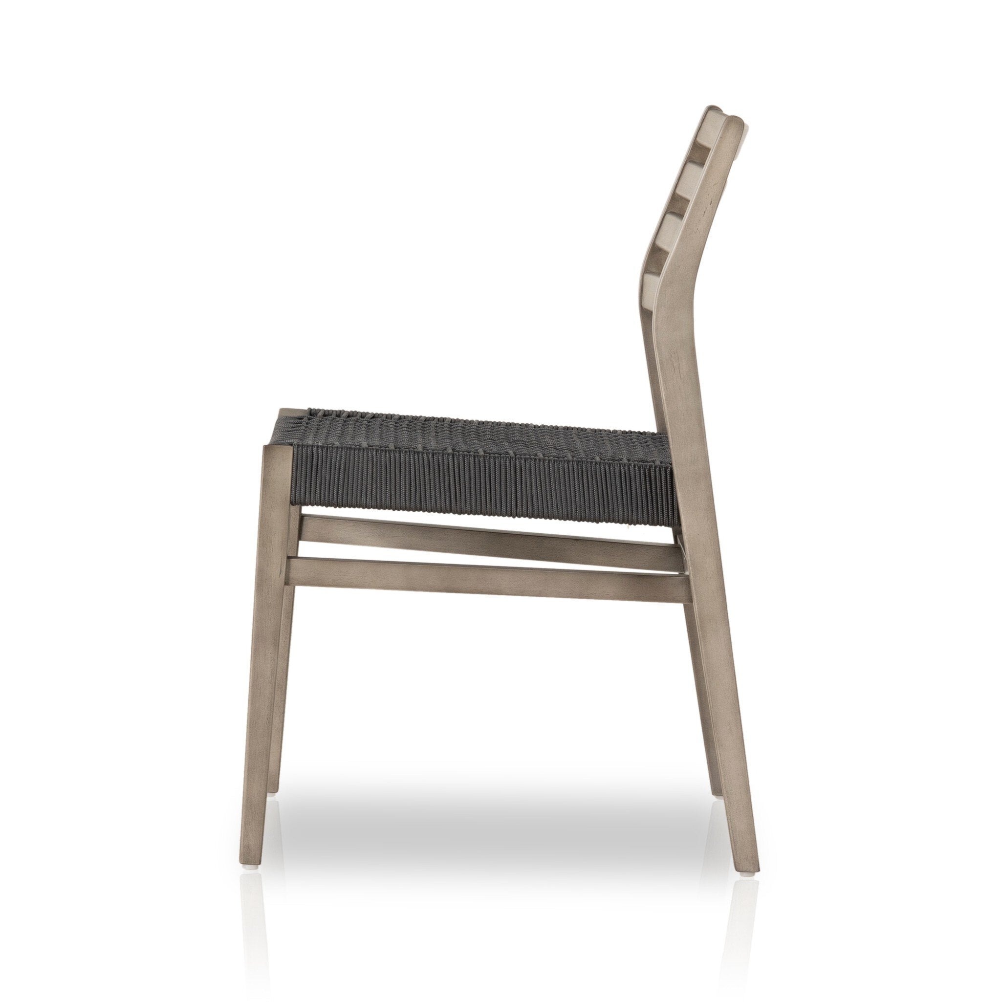 Outdoor chair with woven seat on a white background