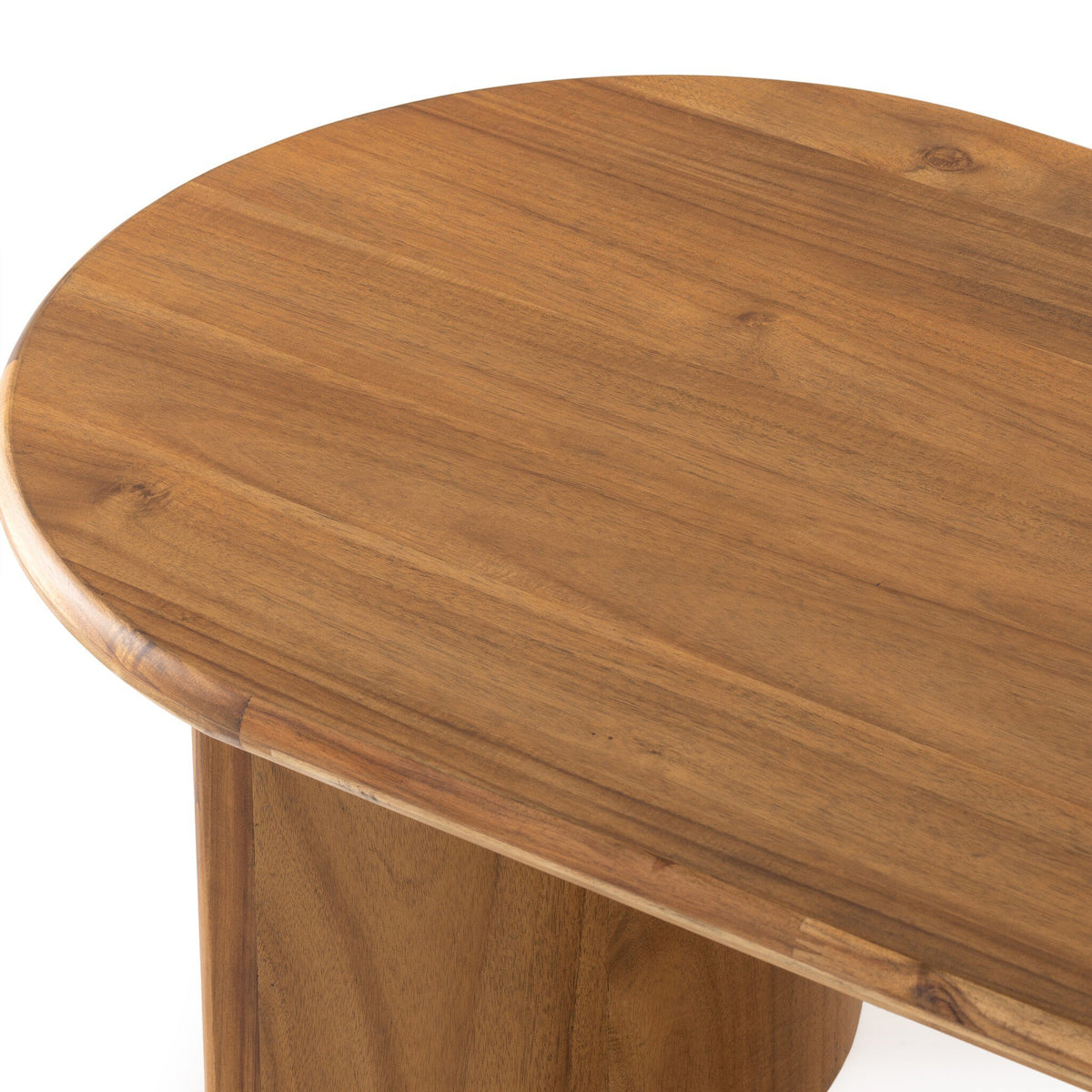 Close-up of a wooden round table with a white background