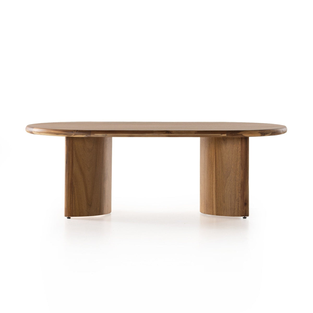 Wooden round table on a white background