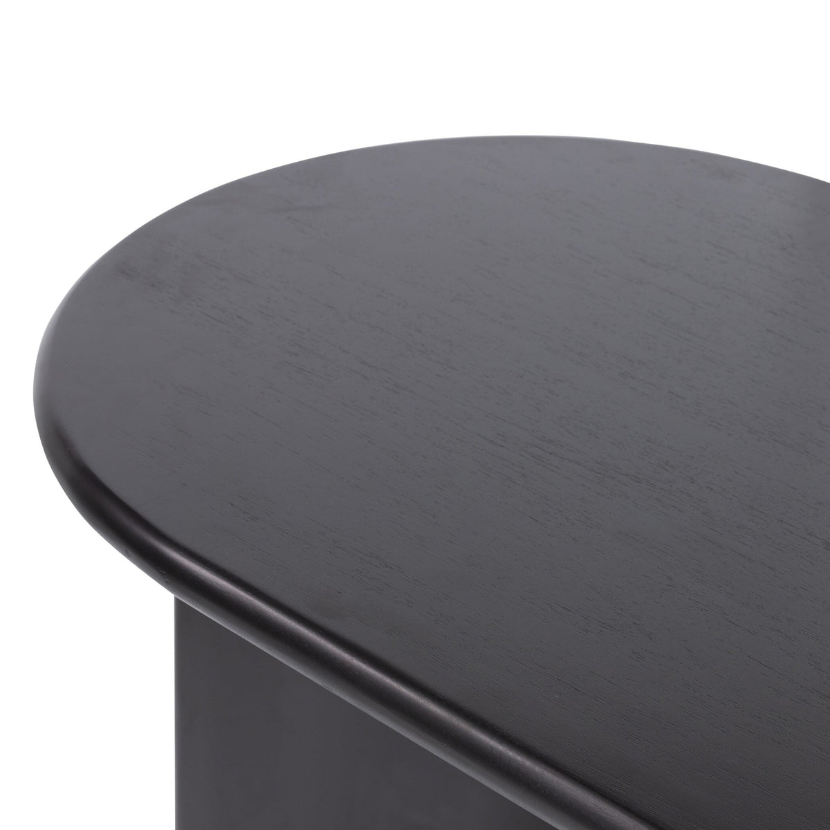 Round black table top on a white background