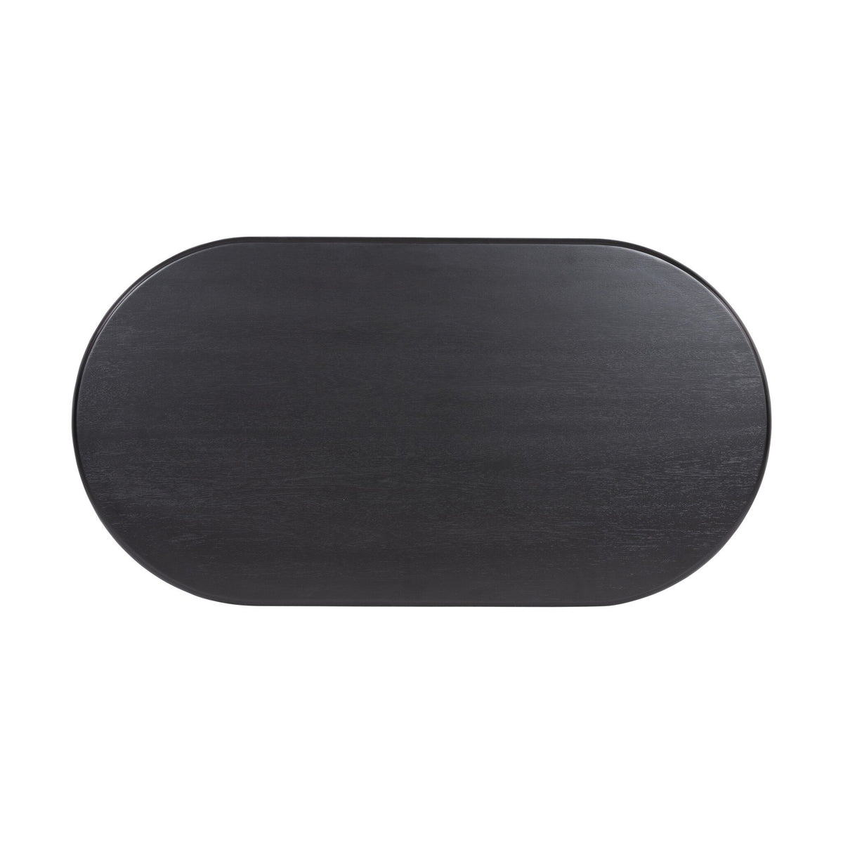 Black oval coffee table top on a white background