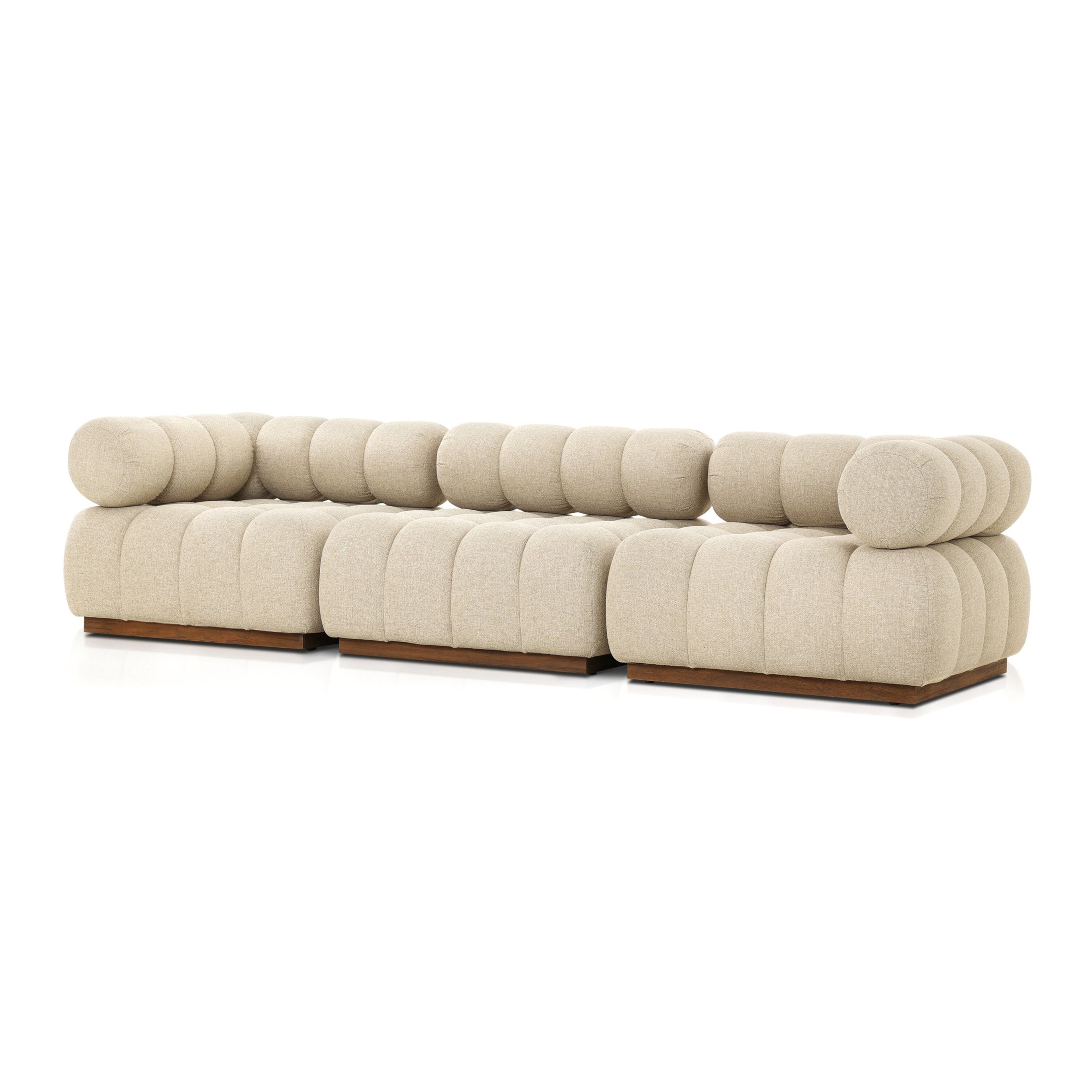 Beige modern modular outdoor sofa on a white background