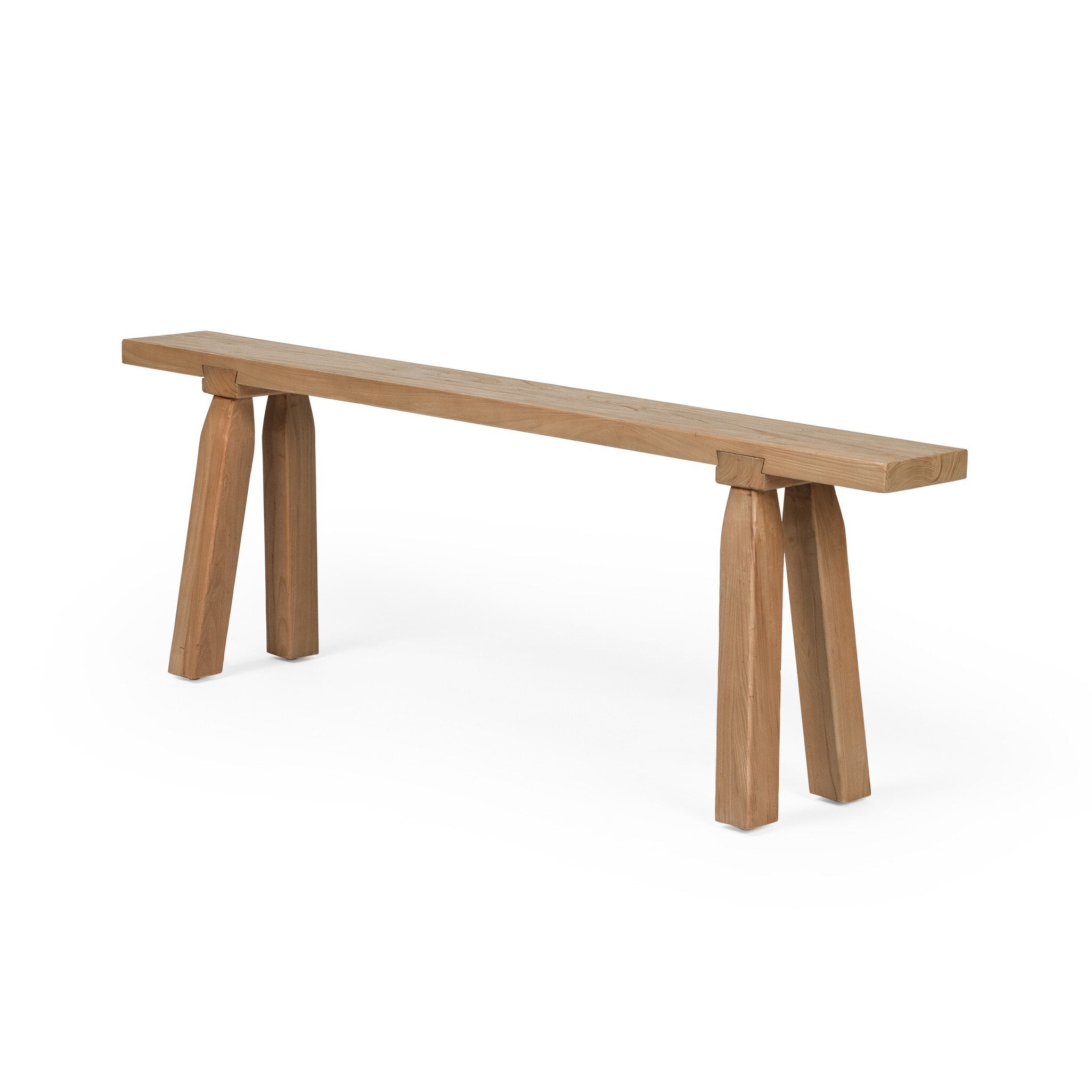 Wooden bench with four legs on a white background