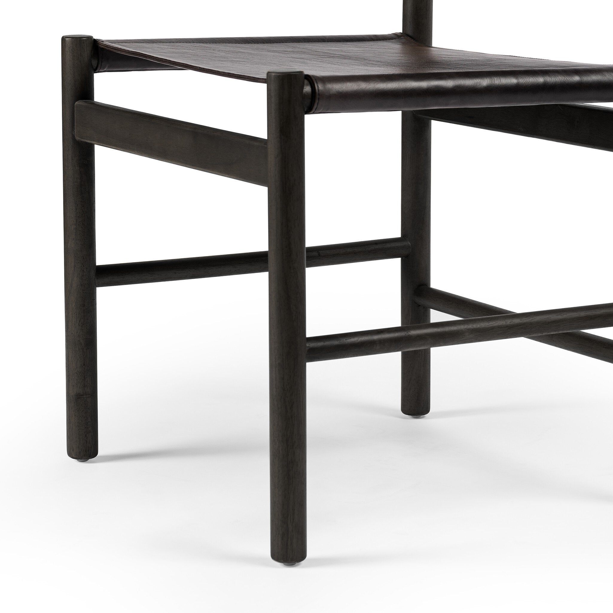 Black wooden chair on a white background
