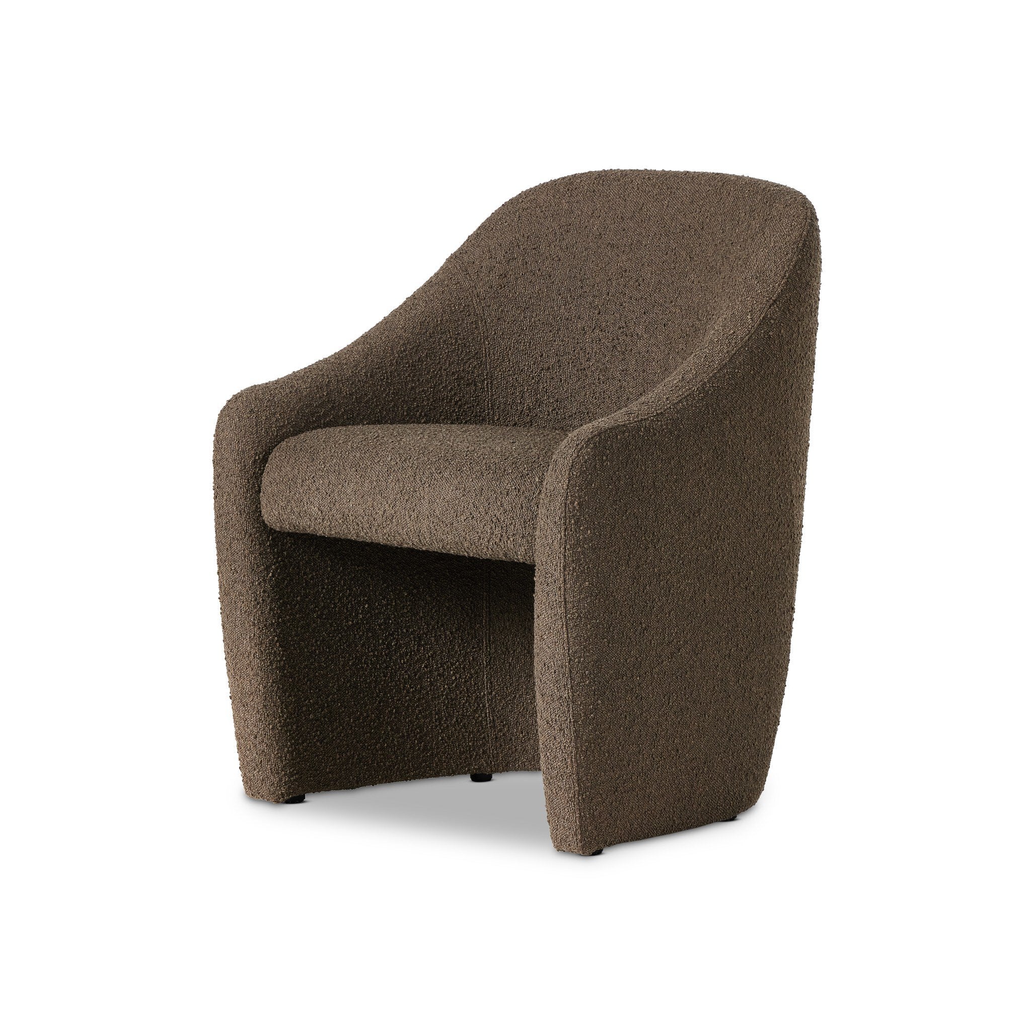 Brown textured dining armchair on a white background