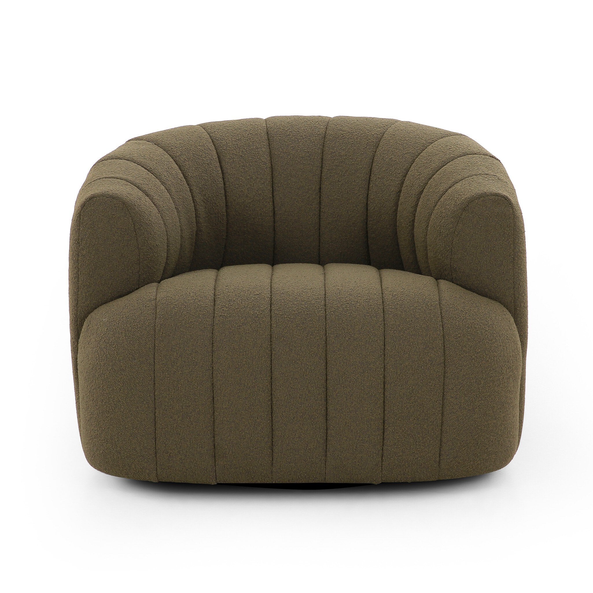 Brown armchair with ribbed texture on a white background