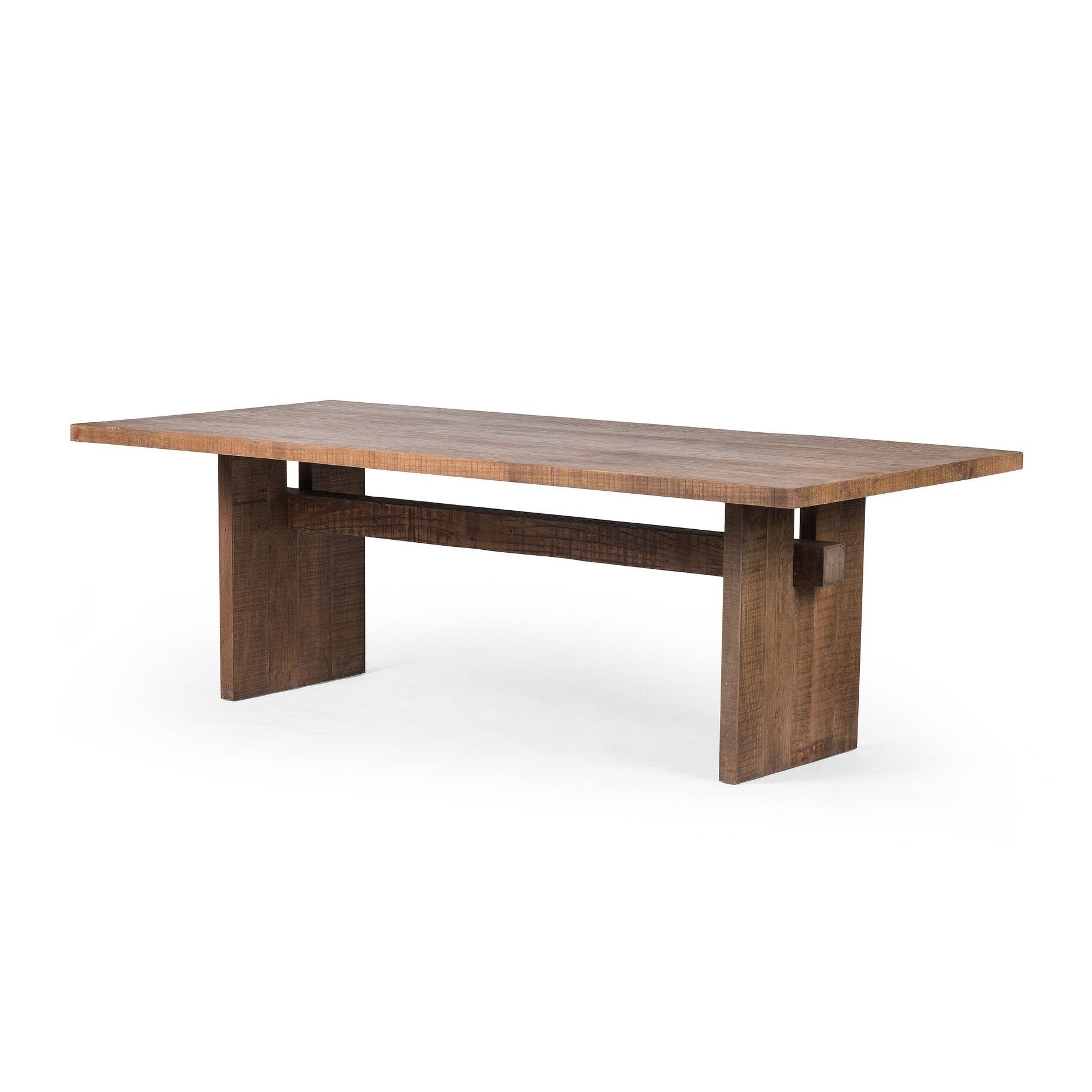 Wooden dining table on a white background