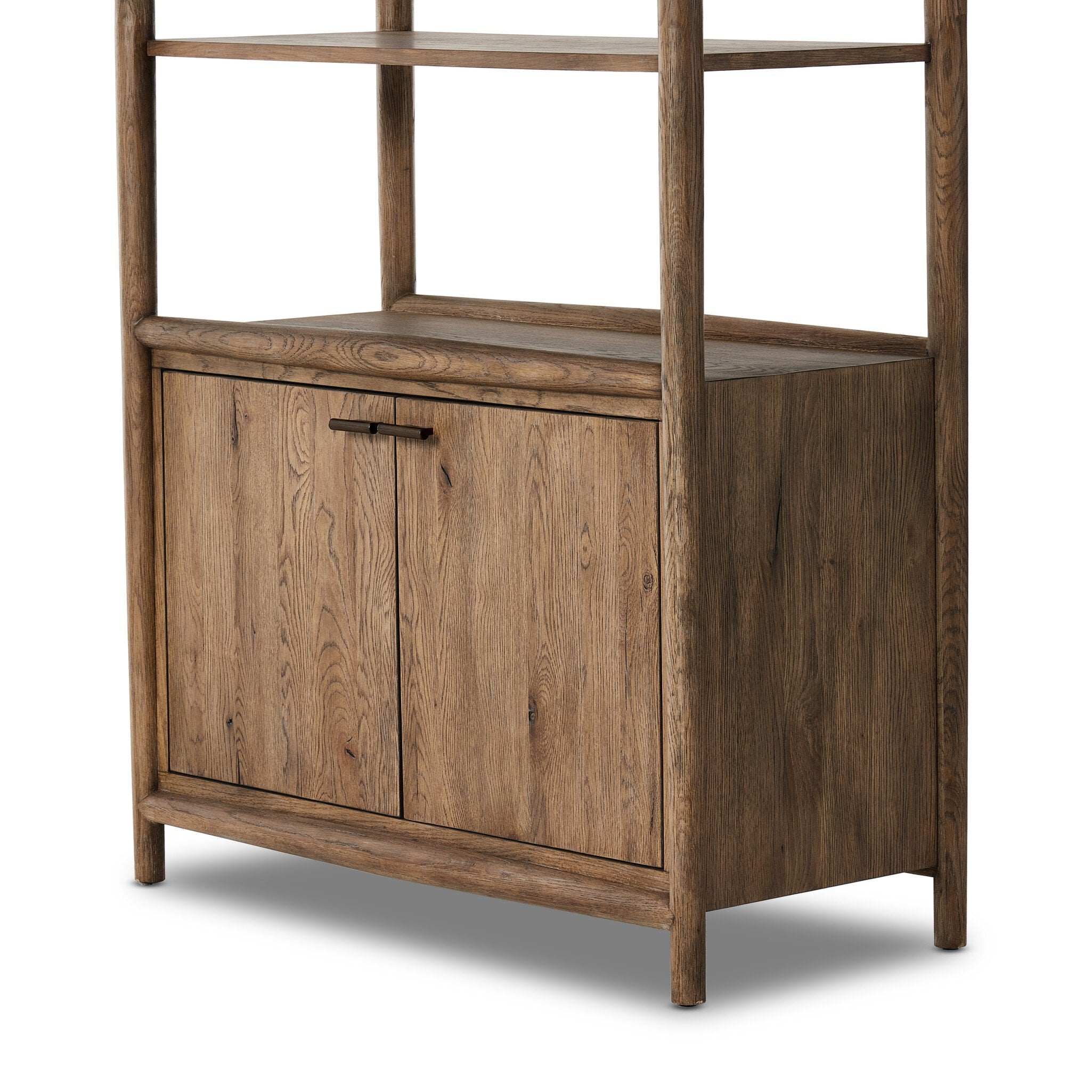 Wooden cabinet with two doors on a white background