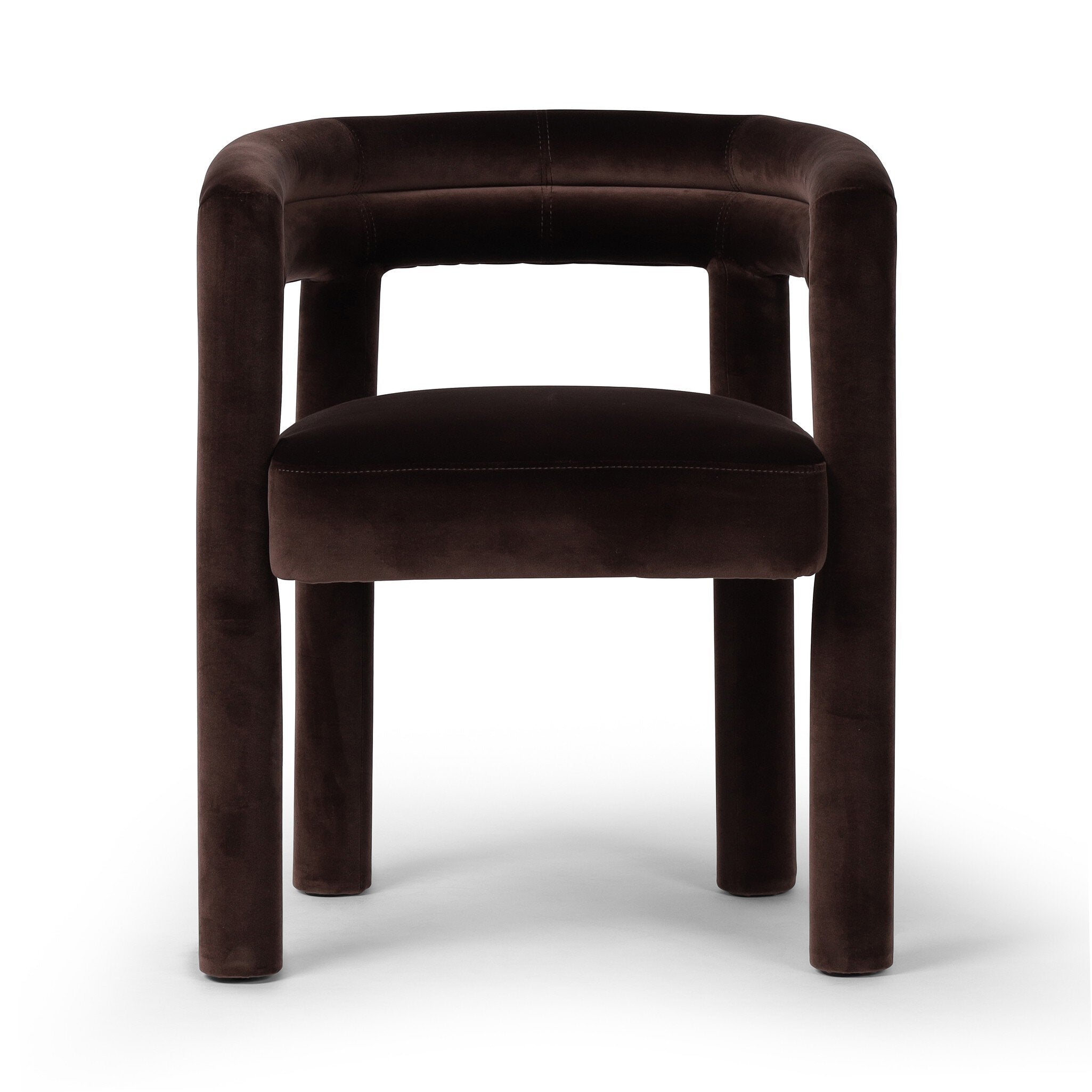 Brown velvet chair on a white background