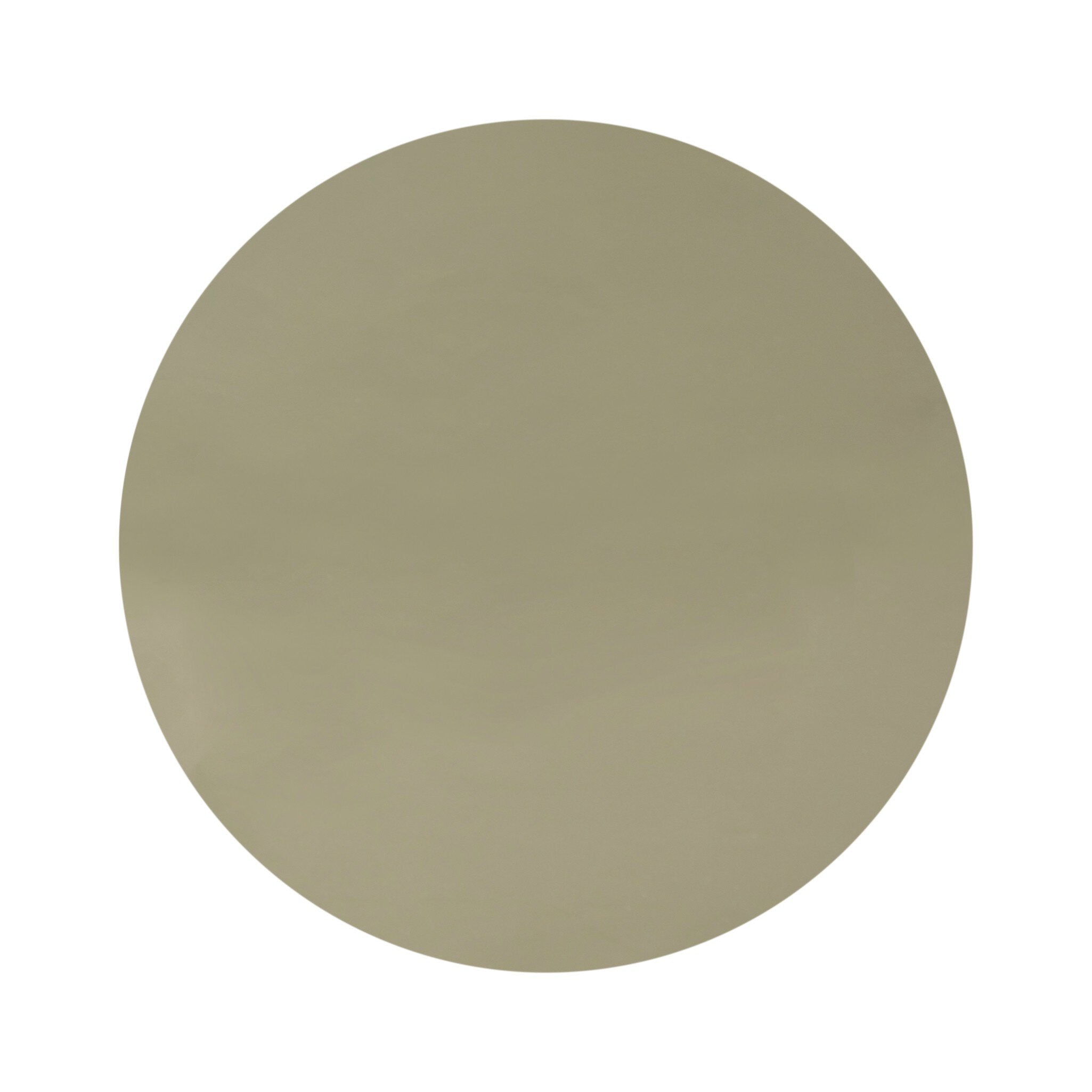 Solid light green round end table top on white background
