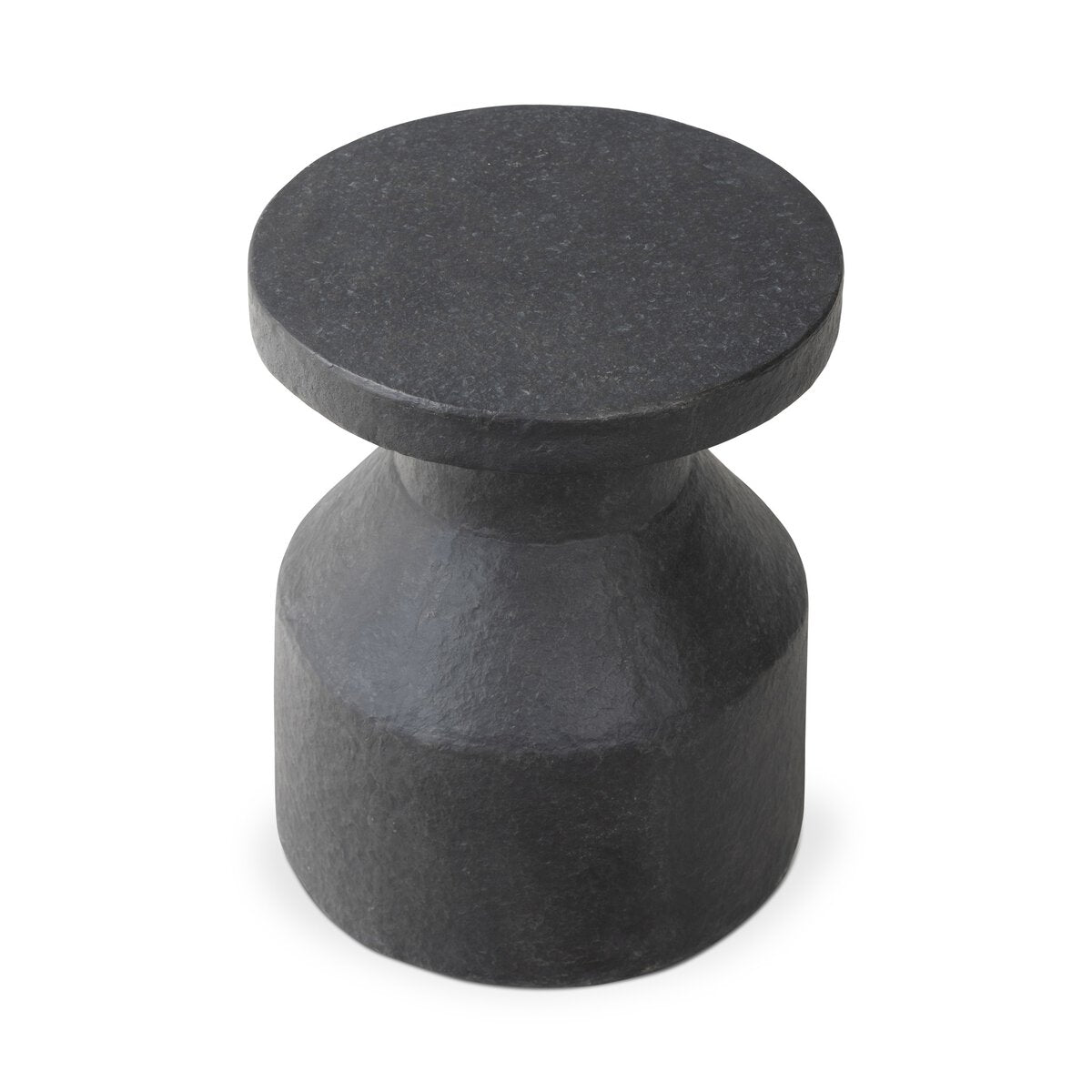 Black stone weight on a white background