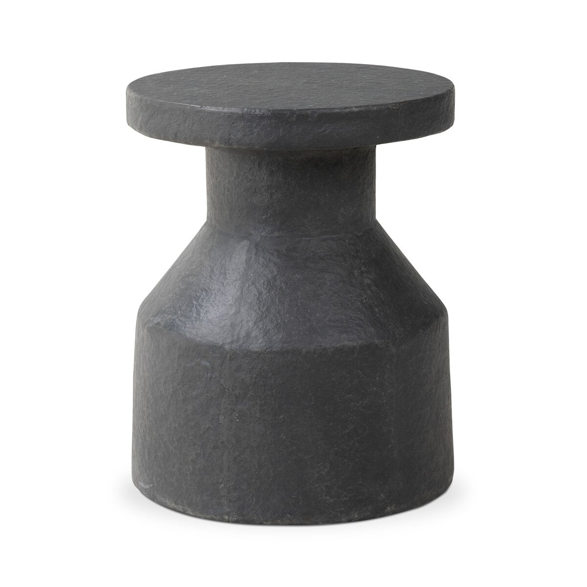 Black stone stool on a white background