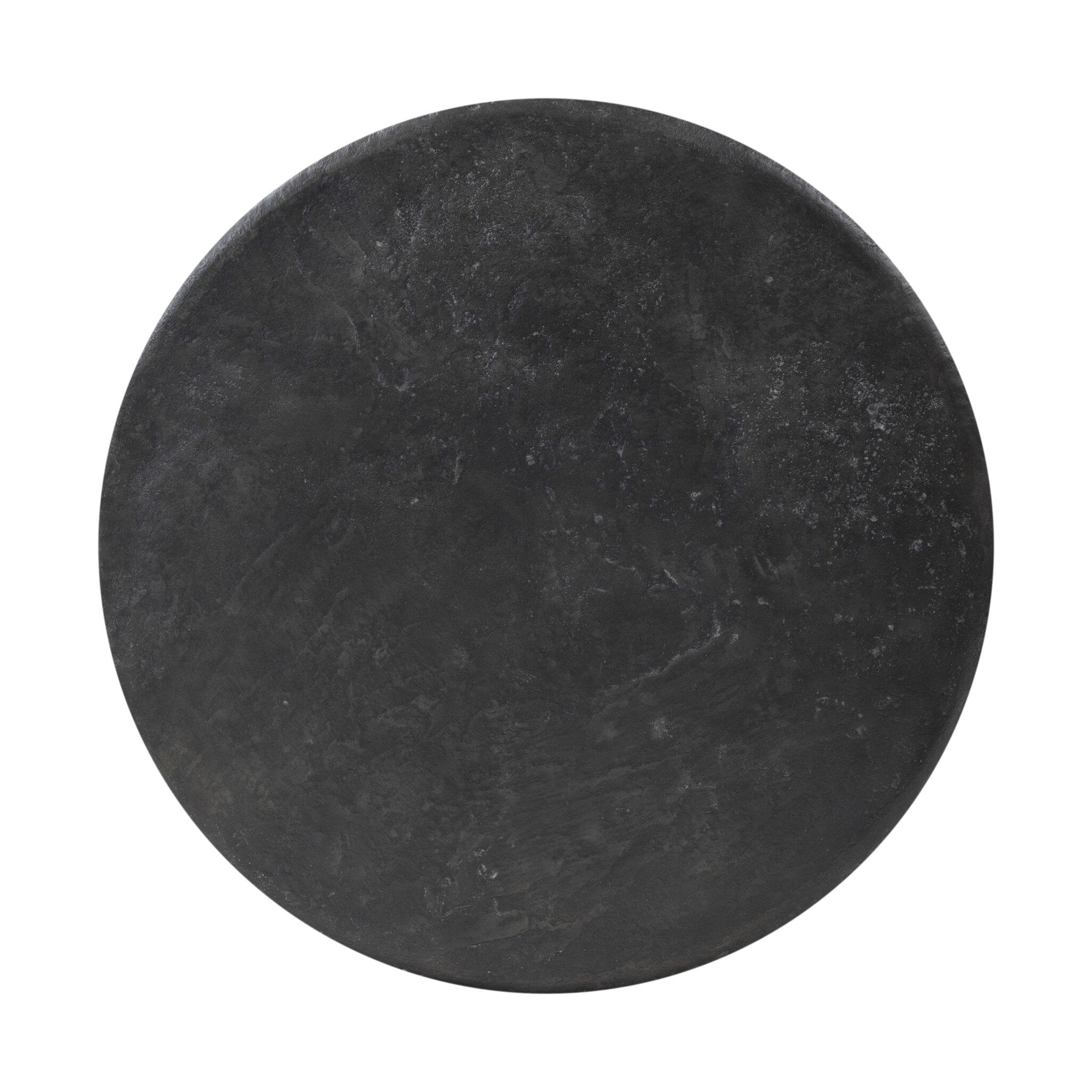 Round black stone on a white background