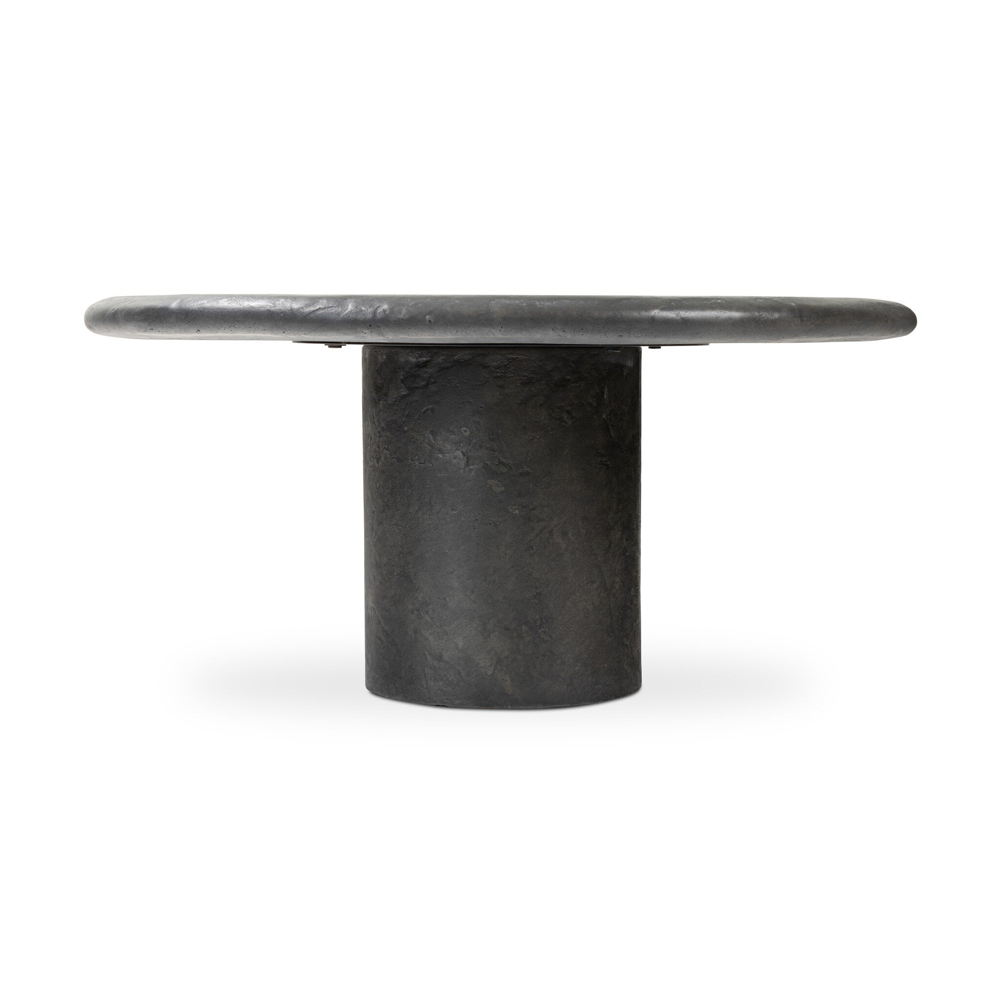 Black round table on a white background
