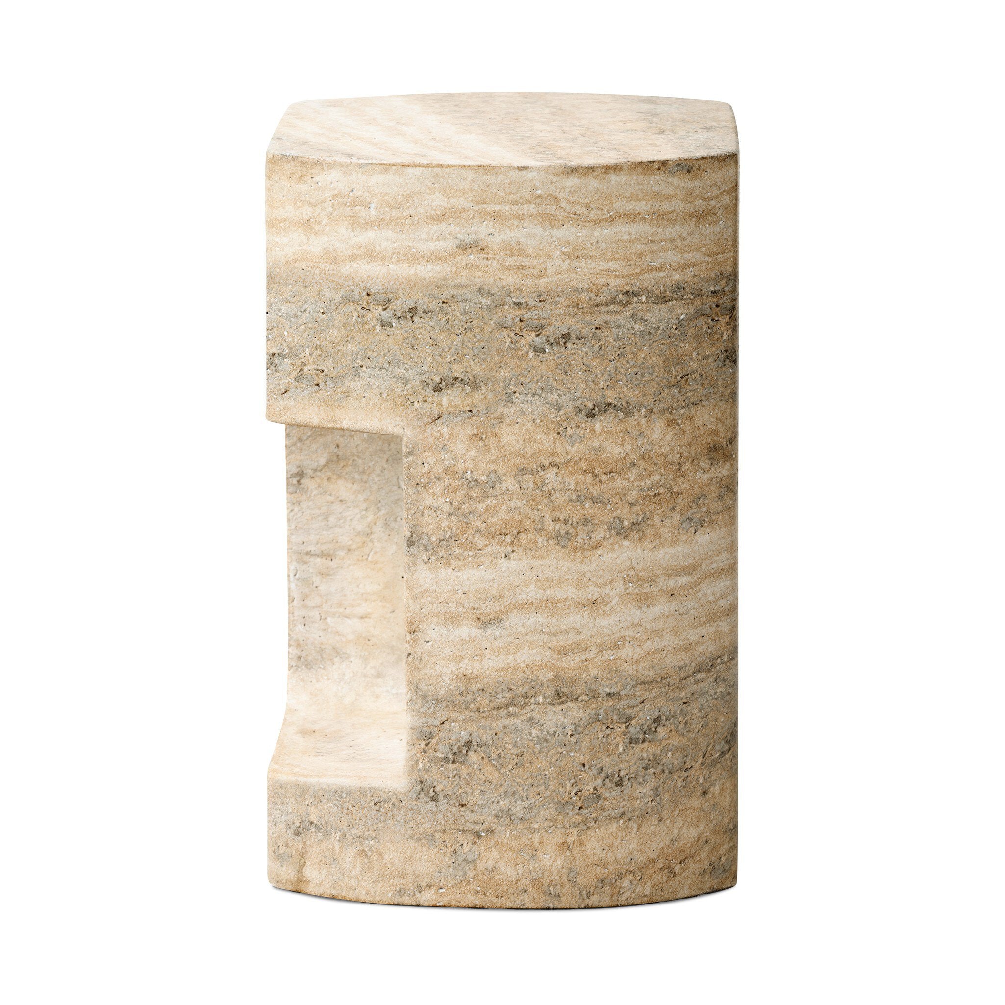 Marbled concrete side table on a white background
