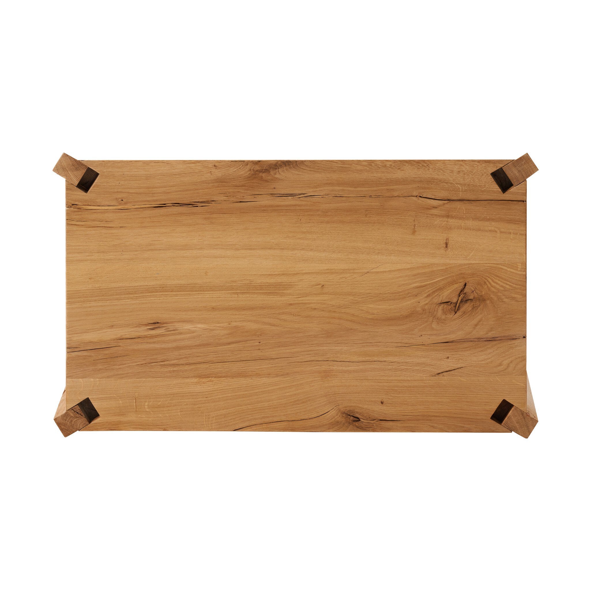 Wooden board with black corners on a white background
