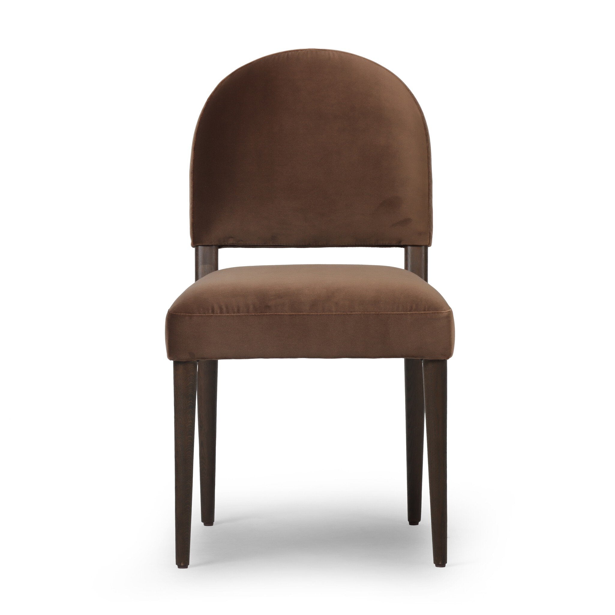 Brown upholstered chair on a white background