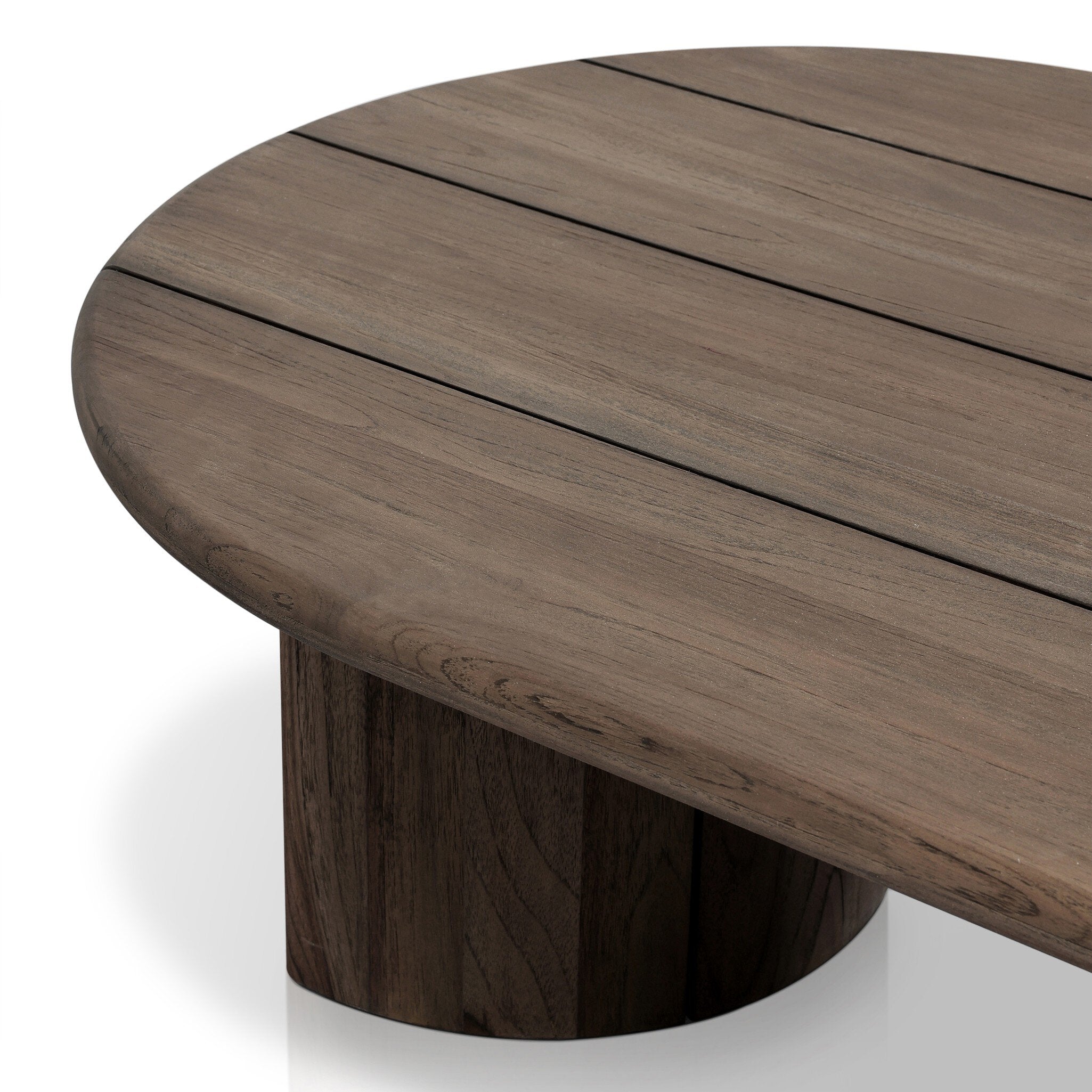 Wooden round table with a white background
