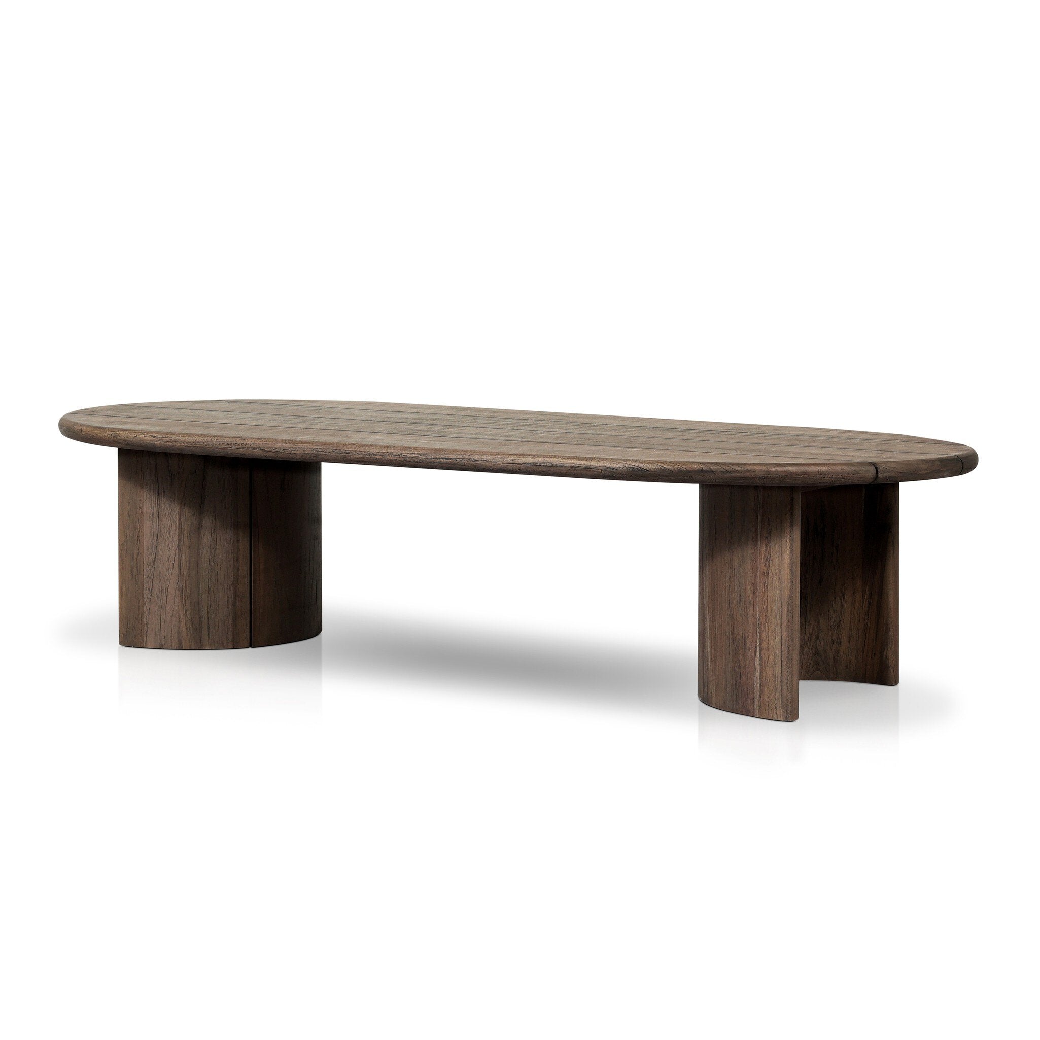 Wooden coffee table on a white background