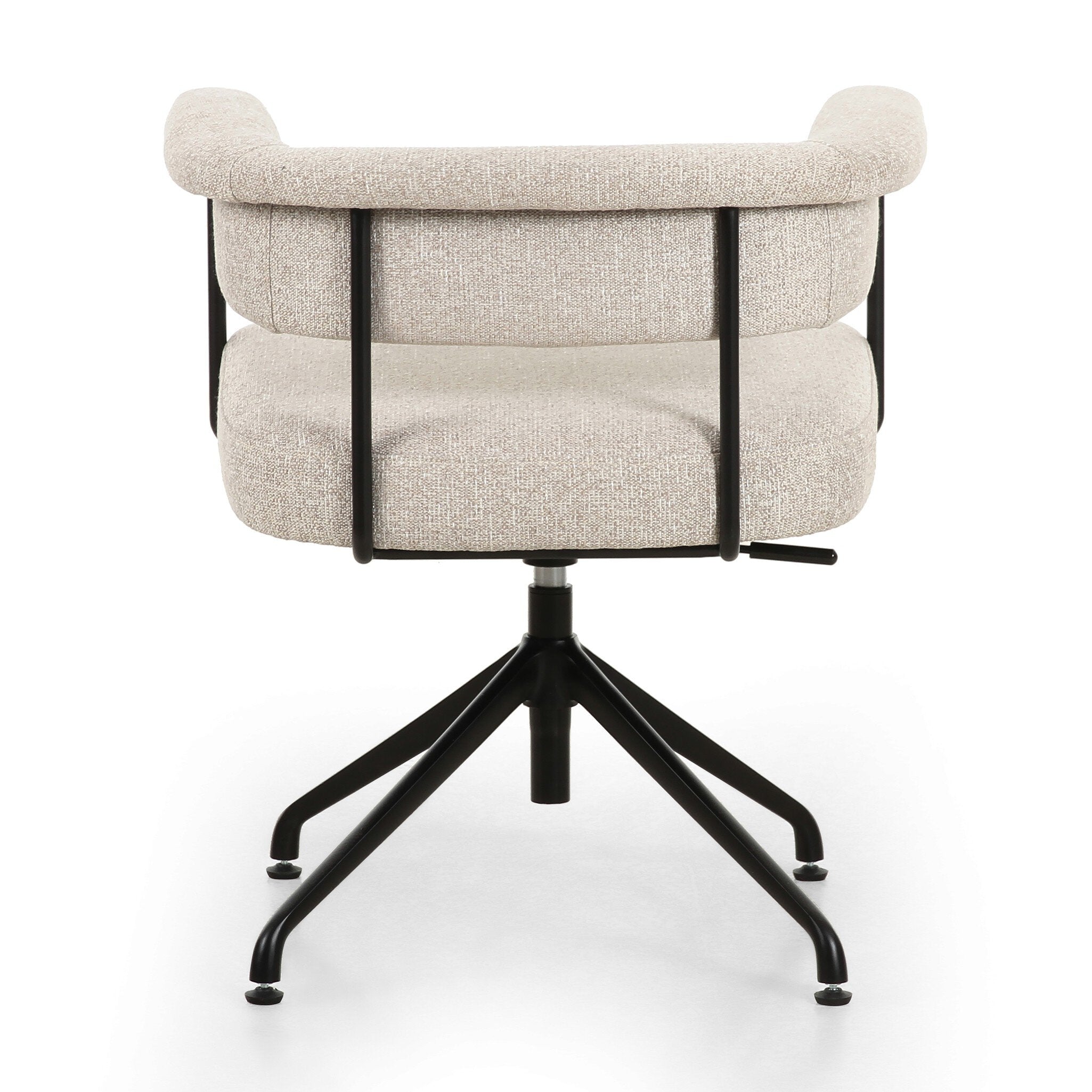 Beige office chair with black metal frame on a white background