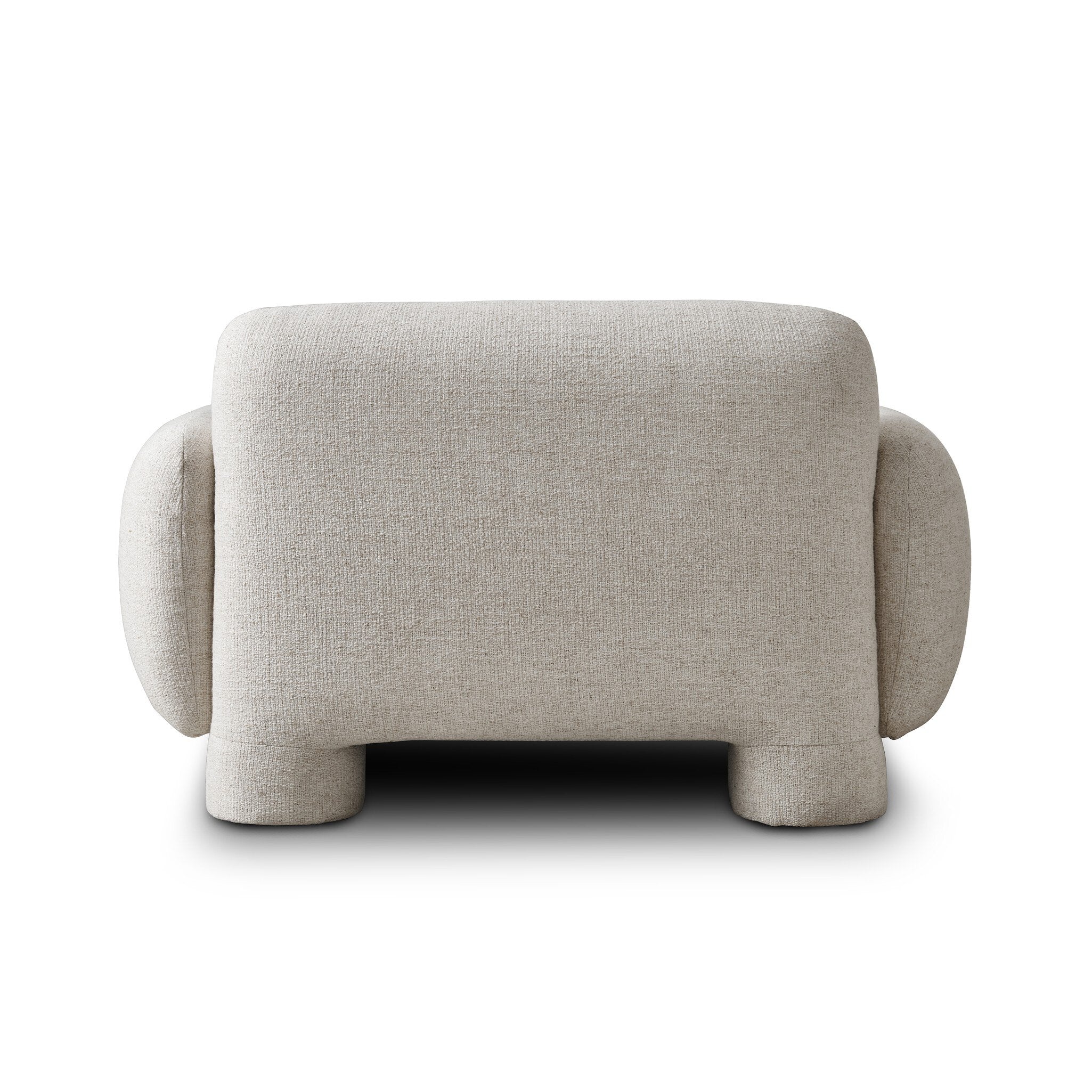 Beige chair with rounded edges on a white background